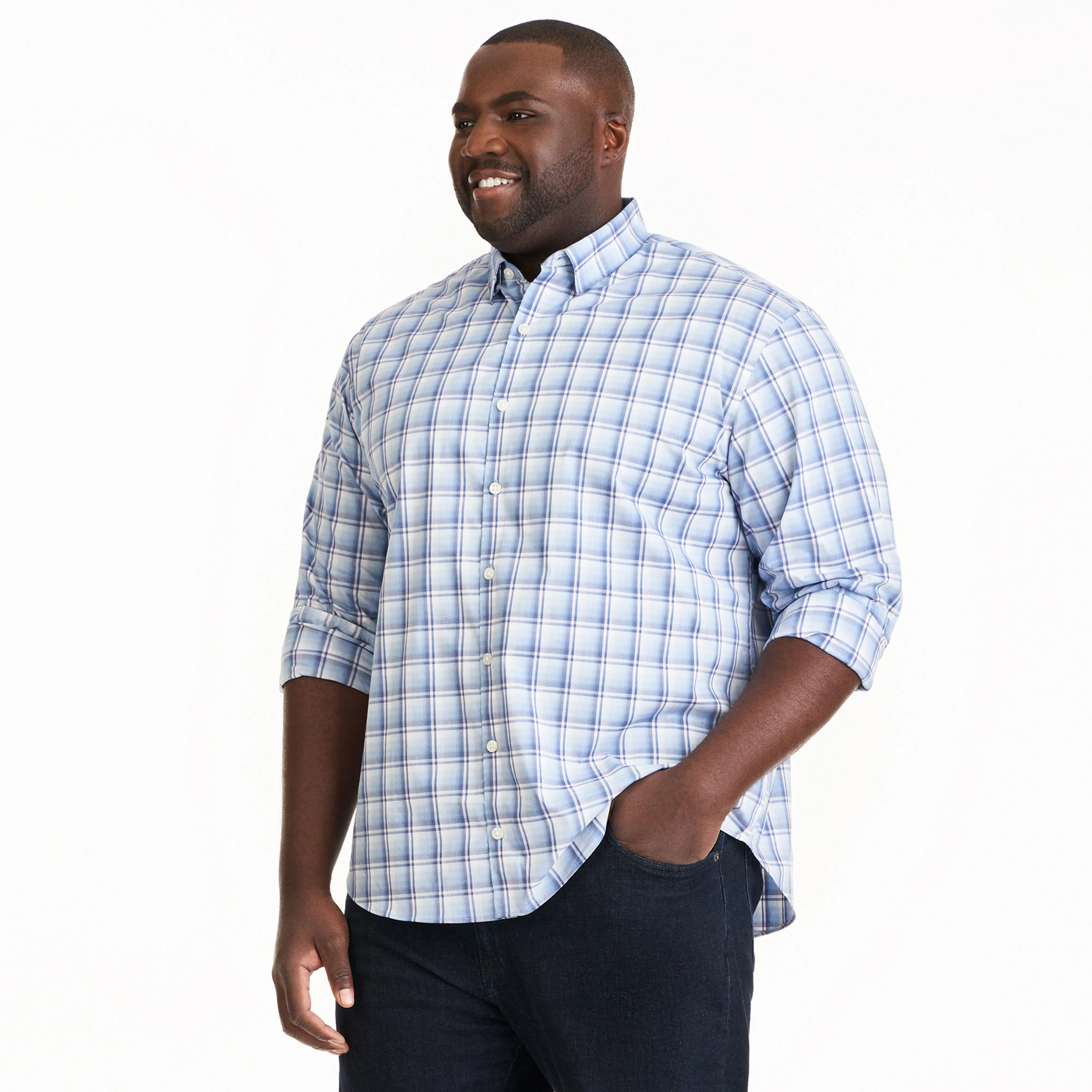 Essential Stain Shield Ombre Plaid Woven Long Sleeve Shirt - Big & Tall sold by Van Heusen product image thumbnail 2