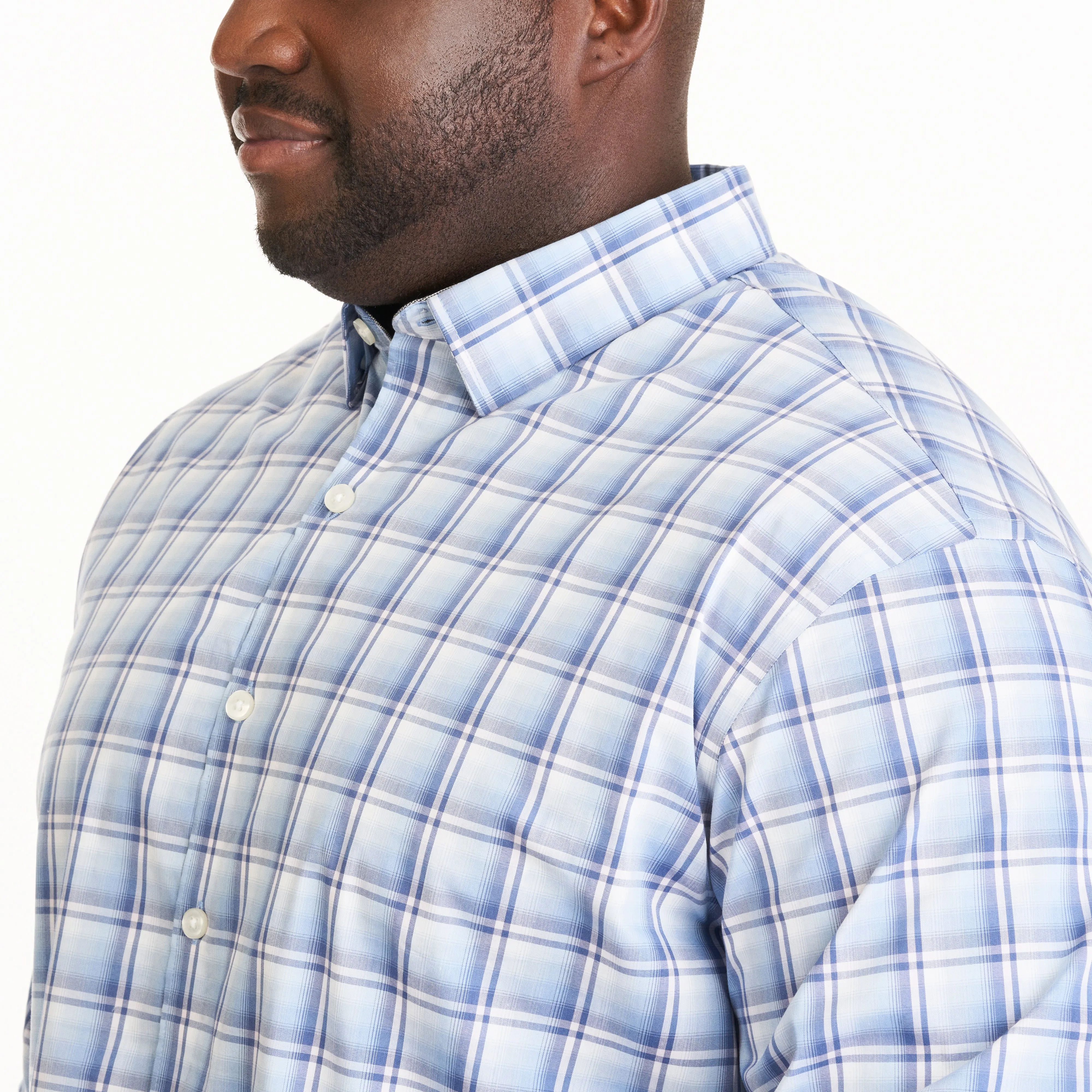 Essential Stain Shield Ombre Plaid Woven Long Sleeve Shirt - Big & Tall sold by Van Heusen product image thumbnail 4