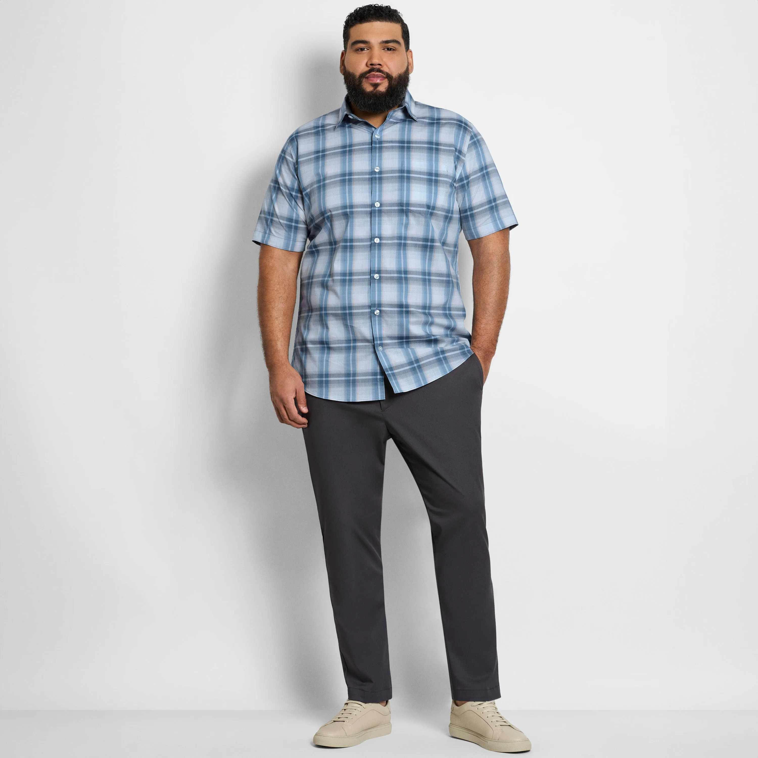 Folsen Short Sleeve Stain Shield Large Plaid - Big & Tall sold by Van Heusen product image thumbnail 2