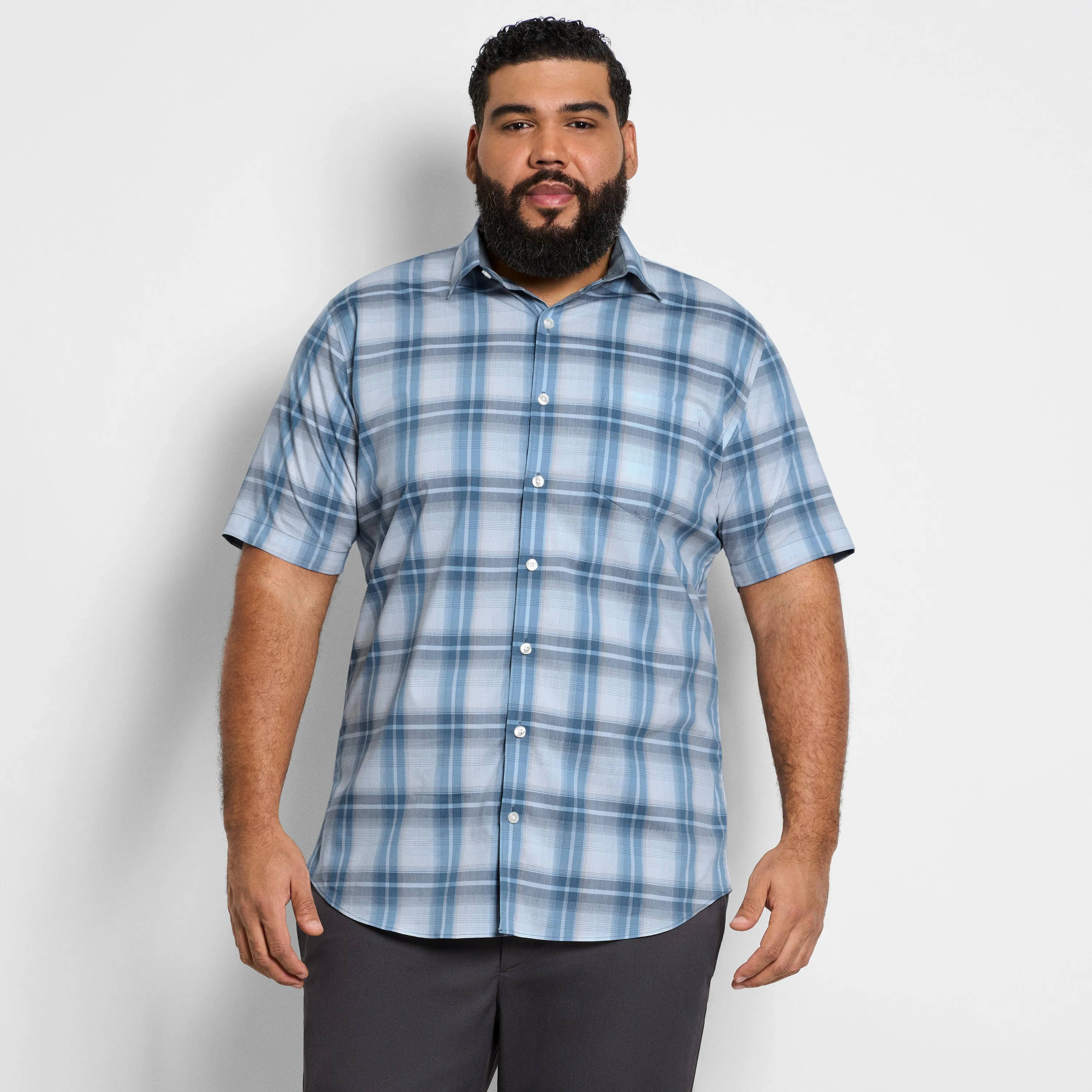 Folsen Short Sleeve Stain Shield Large Plaid - Big & Tall sold by Van Heusen