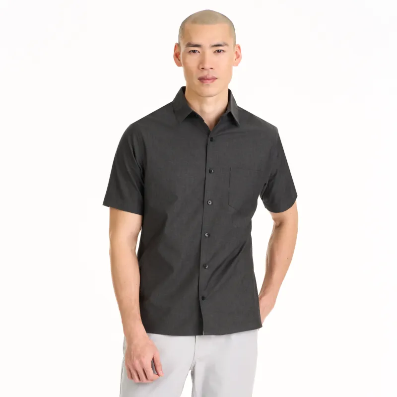 Essential Stain Shield Twill Chambray Short Sleeve Shirt - Slim Fit sold by Van Heusen