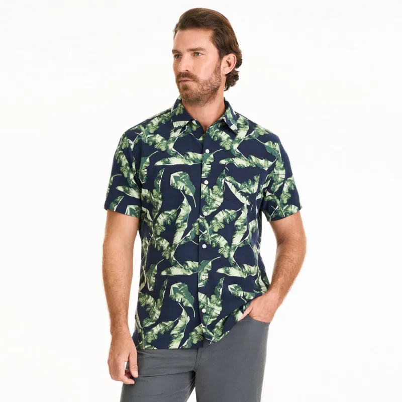 Weekend Water-Color Banana Print Woven Short Sleeve Shirt - Regular Fit sold by Van Heusen