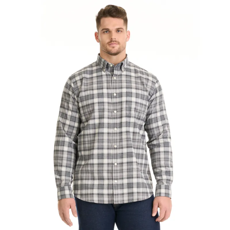Weekend Twill Ombre Plaid Long Sleeve Button Up Top – Big and Tall sold by Van Heusen