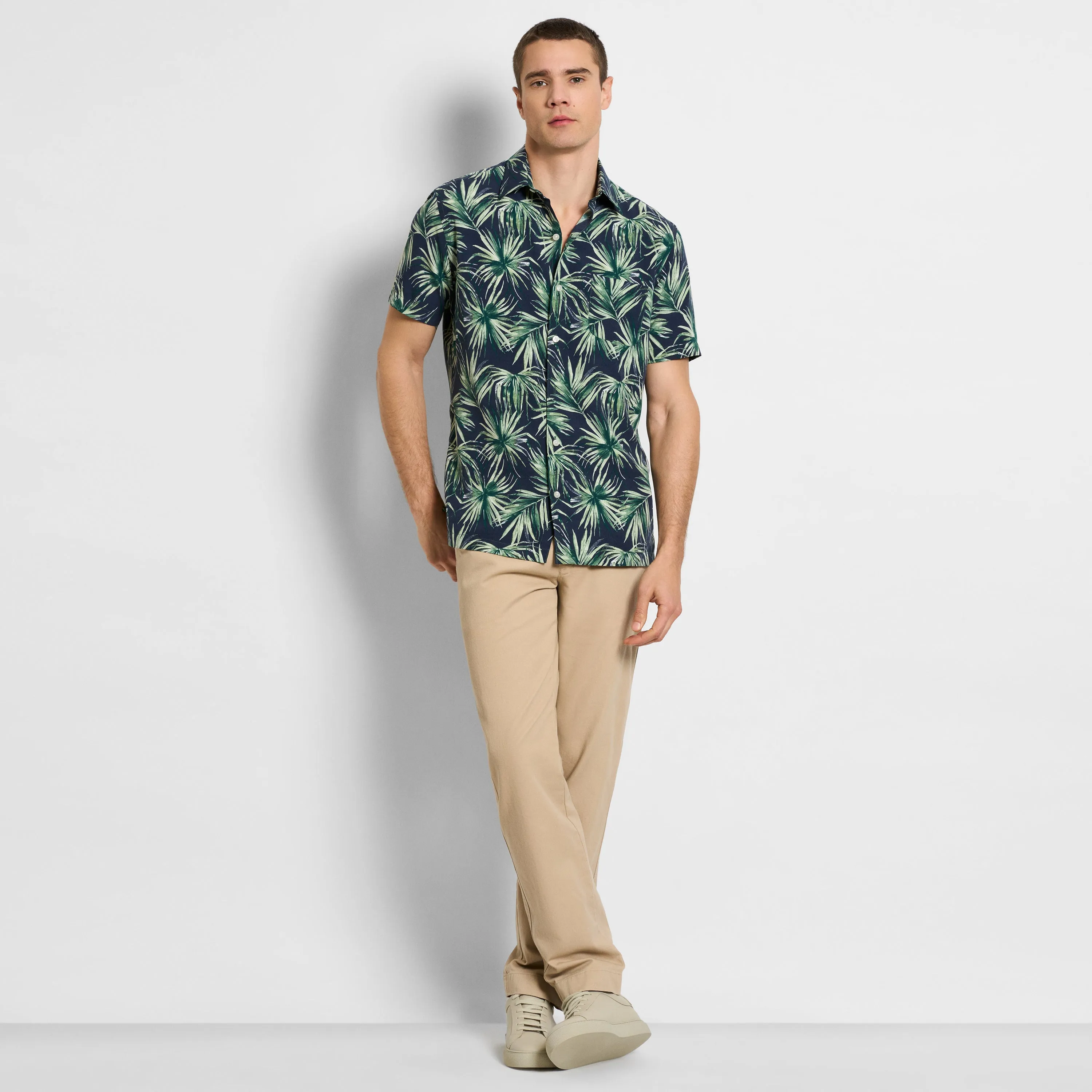 Weekend Short Sleeve Camp Palm Print Shirt - Regular Fit sold by Van Heusen product image thumbnail 2