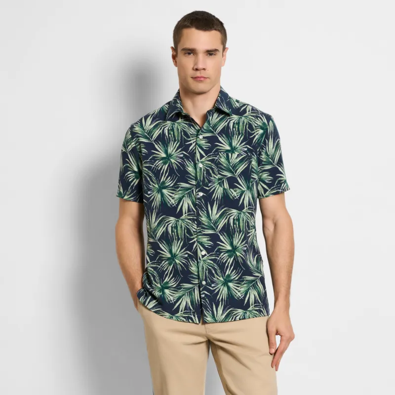 Weekend Short Sleeve Camp Palm Print Shirt - Regular Fit sold by Van Heusen