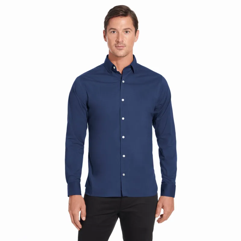 Essential Stain Shield Never Tuck Solid Long Sleeve Shirt - Regular Fit sold by Van Heusen