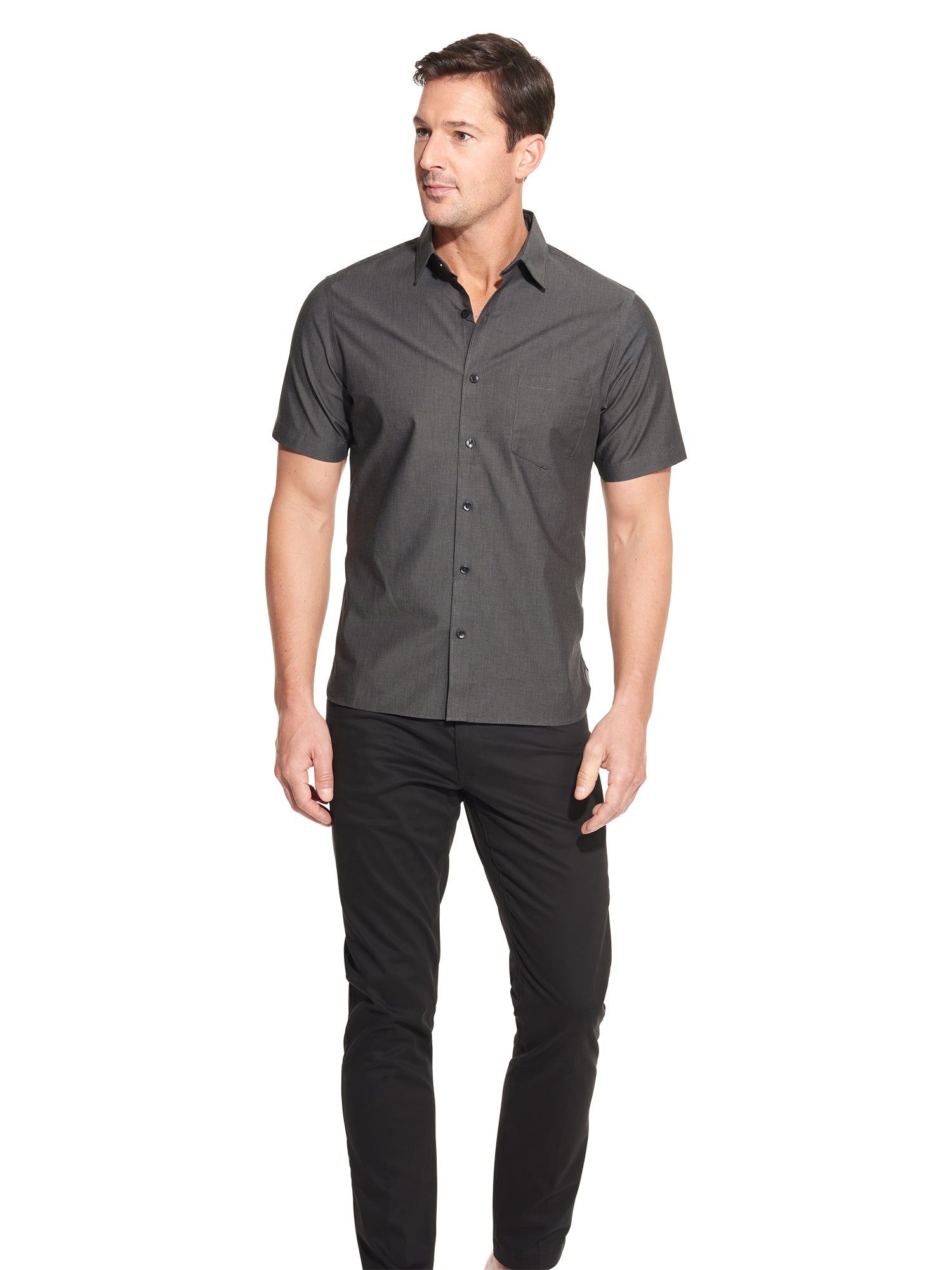 Essential Stain Shield Short Sleeve Shirt Cotton Twill - Slim Fit sold by Van Heusen