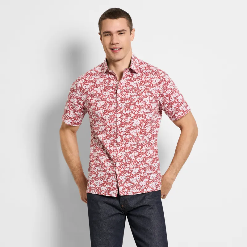 Folsen Short Sleeve Stain Shield Graphic Flower Print - Slim Fit sold by Van Heusen