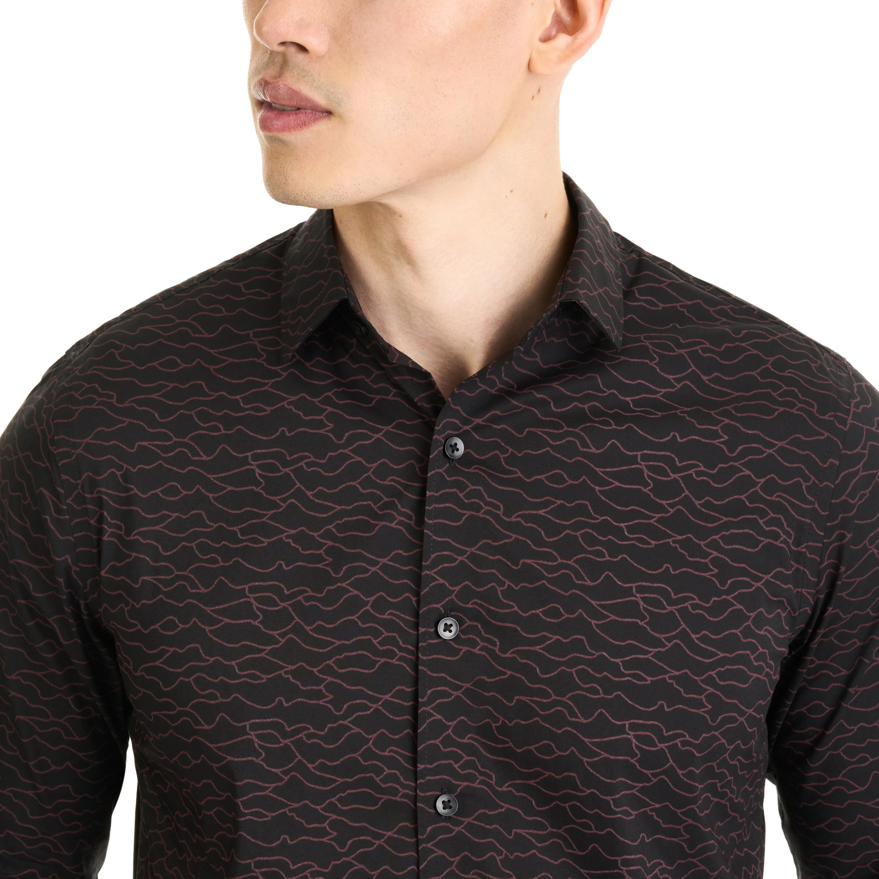 Performance Long Sleeve Woven Shirt Topographic Print - Slim Fit sold by Van Heusen product image thumbnail 3