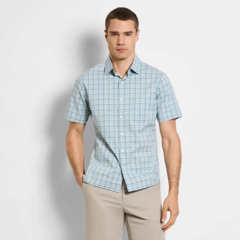 Folsen Short Sleeve Stain Shield Tonal Tattersall - Slim Fit sold by Van Heusen