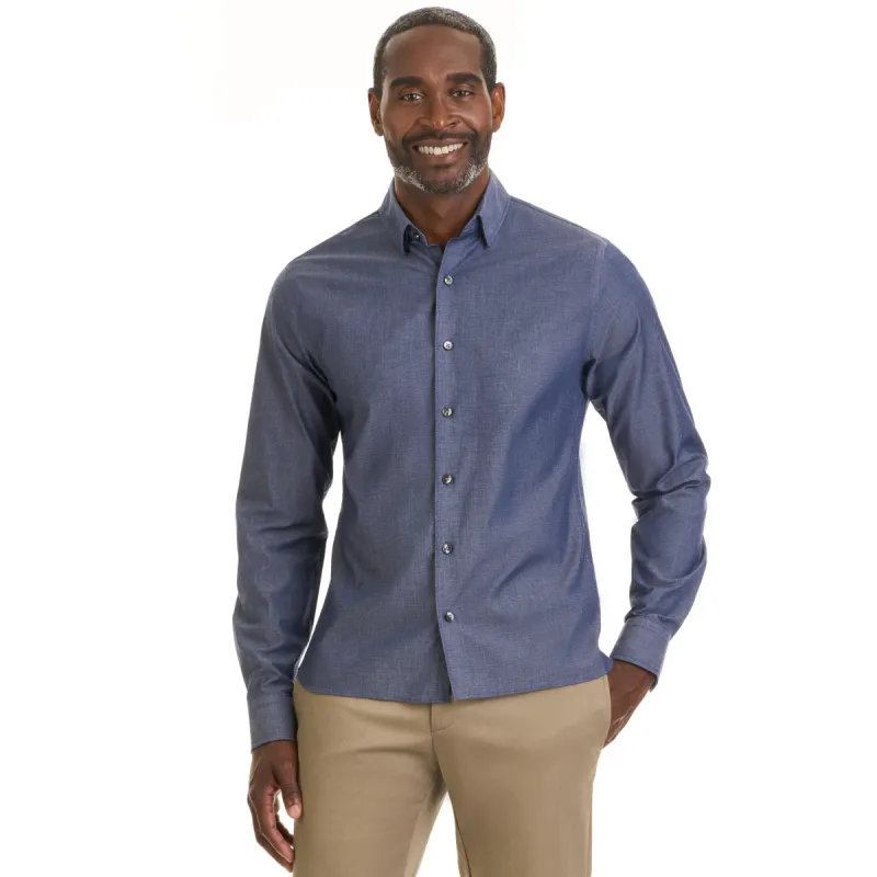 Essential Stain Shield Long Sleeve Wovens Twill Chambray - Slim Fit sold by Van Heusen