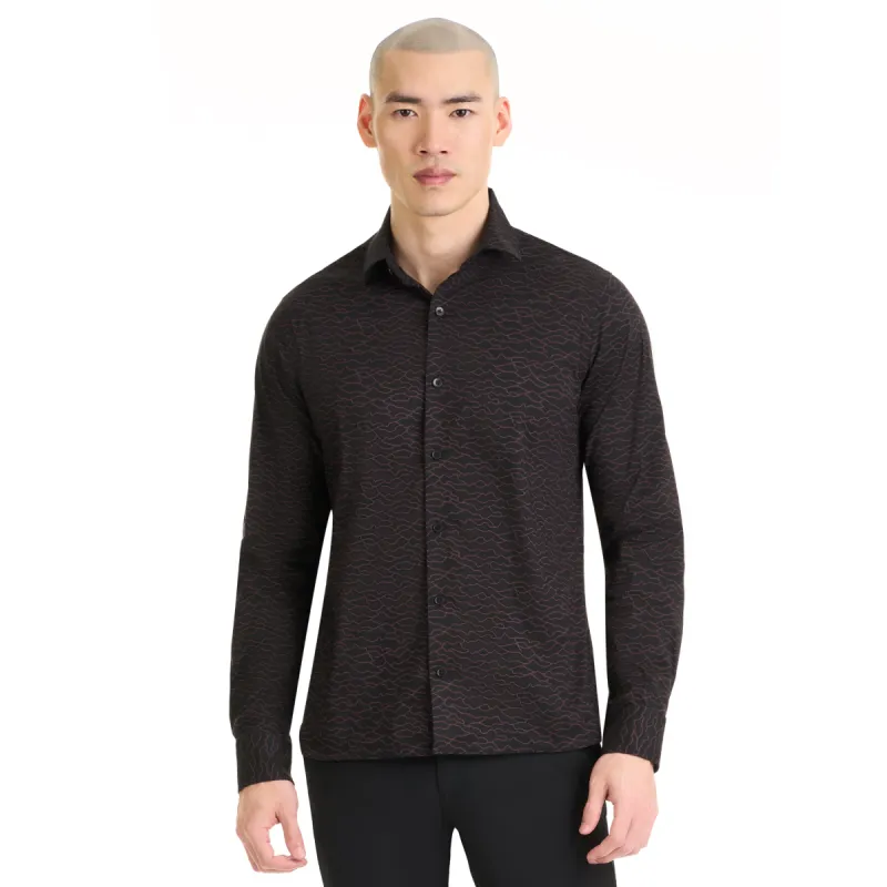 Performance Long Sleeve Woven Shirt Topographic Print - Slim Fit sold by Van Heusen