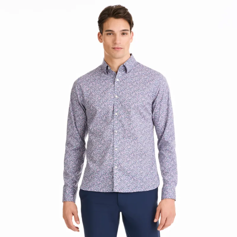 Essential Stain Shield Ditsy Floral Print Woven Long Sleeve Shirt - Slim Fit sold by Van Heusen