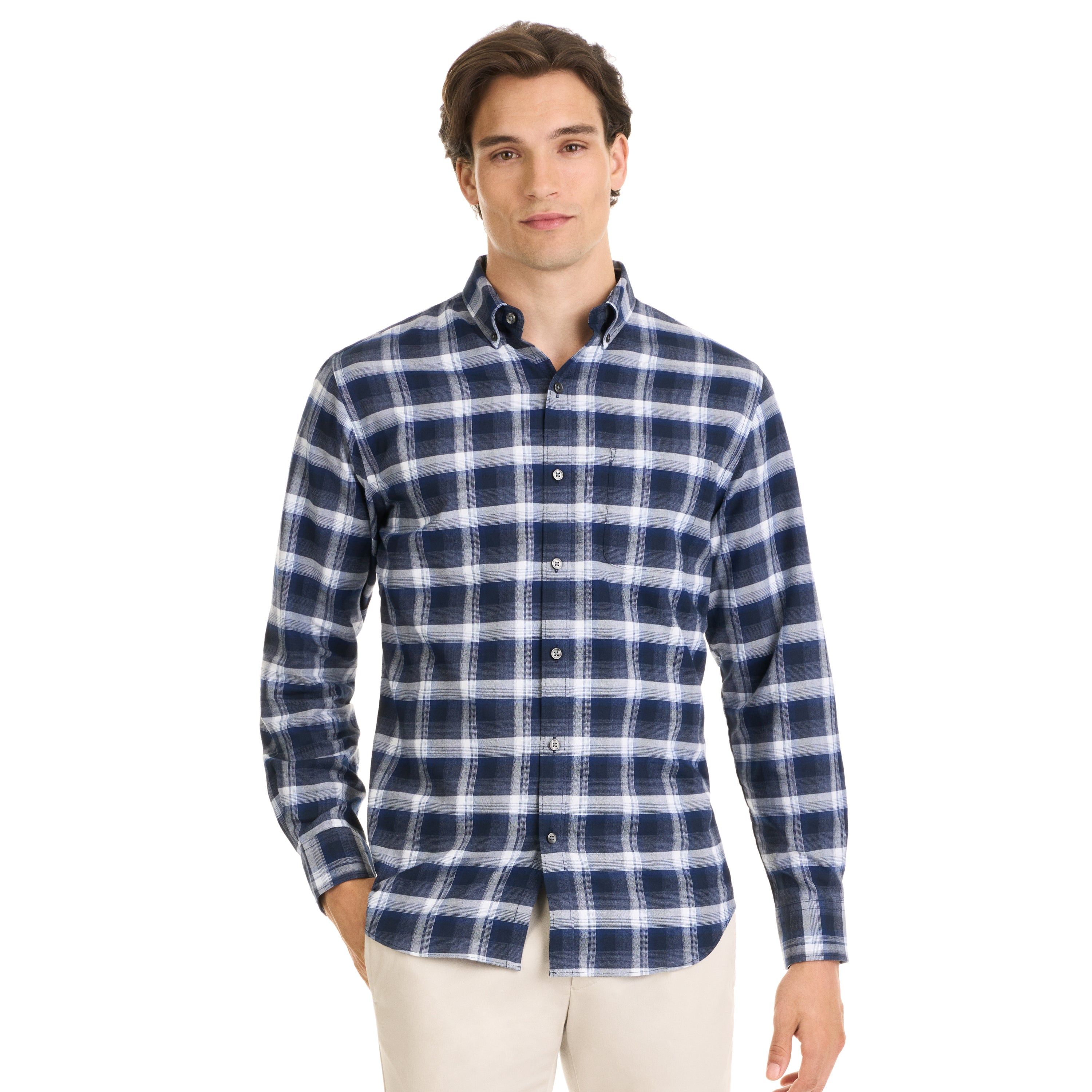 Weekend Twill Long Sleeve Woven Shirt Offset Plaid - Regular Fit sold by Van Heusen