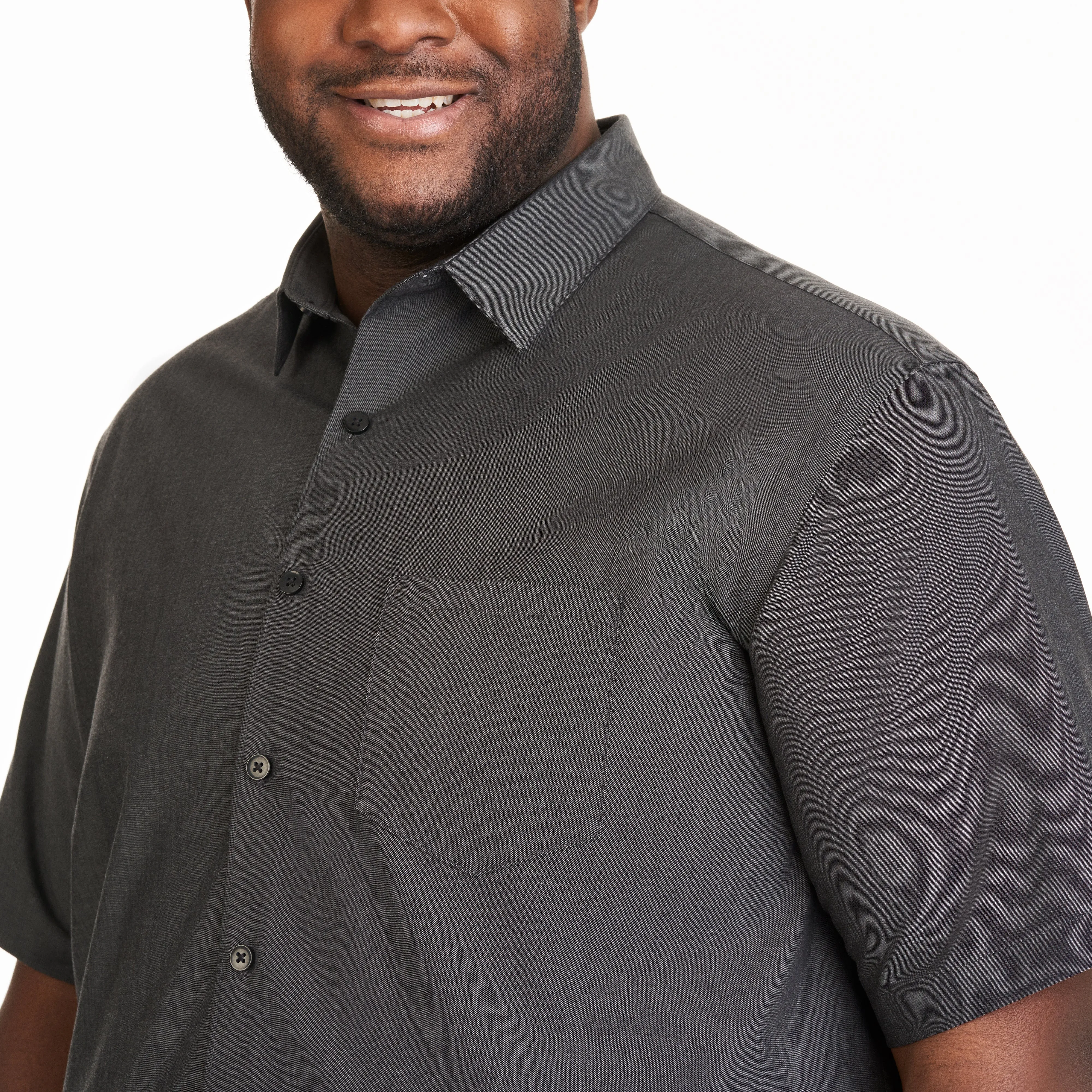 Essential Stain Shield Twill Chambray Short Sleeve Shirt - Big & Tall sold by Van Heusen product image thumbnail 3