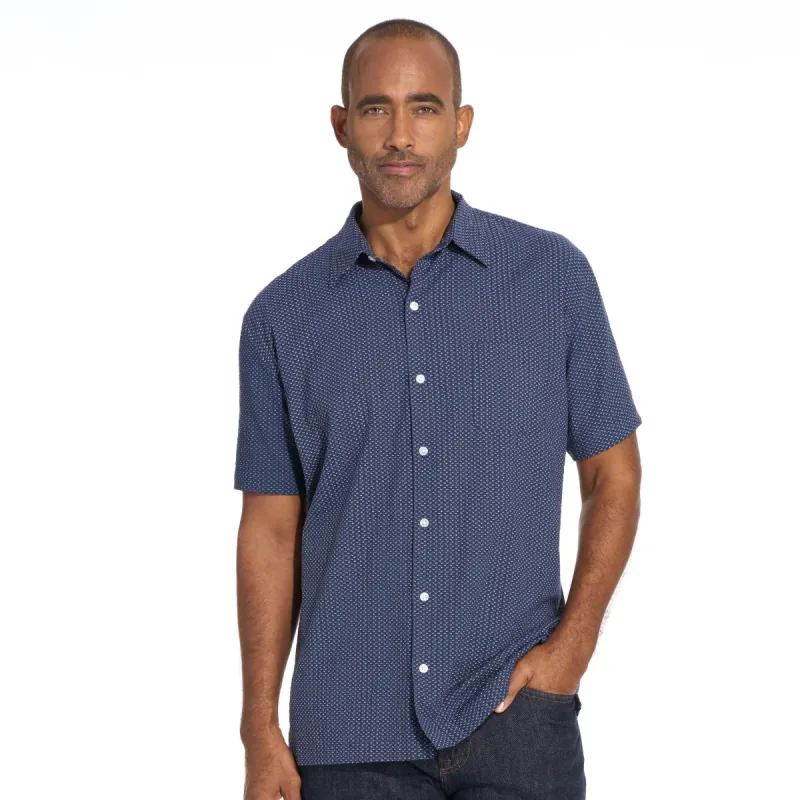Weekend Camp Short Sleeve Shirt Seersucker Print Regular Fit sold by Van Heusen