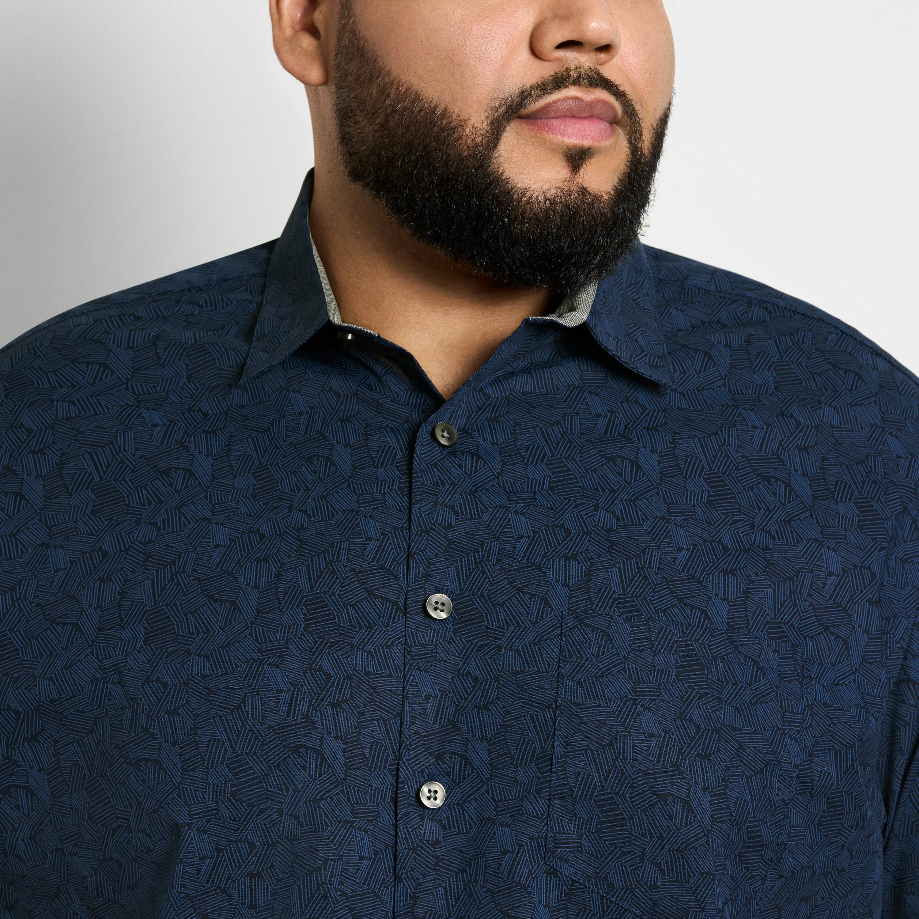 Folsen Short Sleeve Stain Shield Shirt Hatches Print - Big & Tall sold by Van Heusen product image thumbnail 3