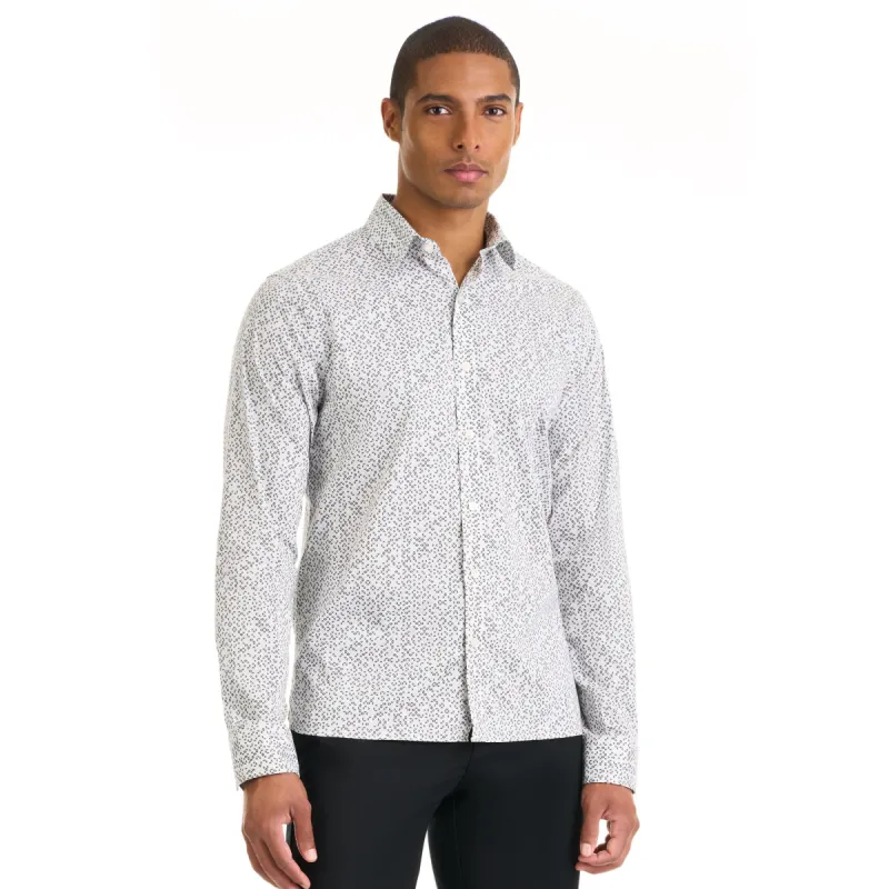 Performance Long Sleeve Woven Shirt Mesh Print - Slim Fit sold by Van Heusen