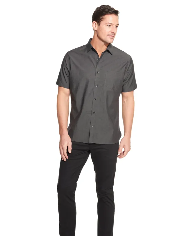 Essential Cotton Twill Chambray Stain Shield Short Sleeve Shirt Regular Fit sold by Van Heusen