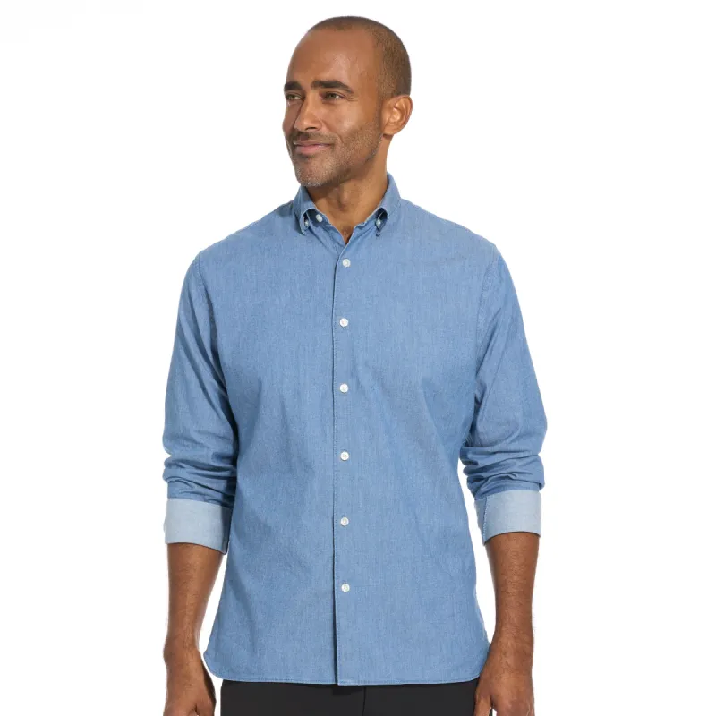 Essential Stain Shield Never Tuck Long Sleeve Shirt Solid - Regular Fit sold by Van Heusen