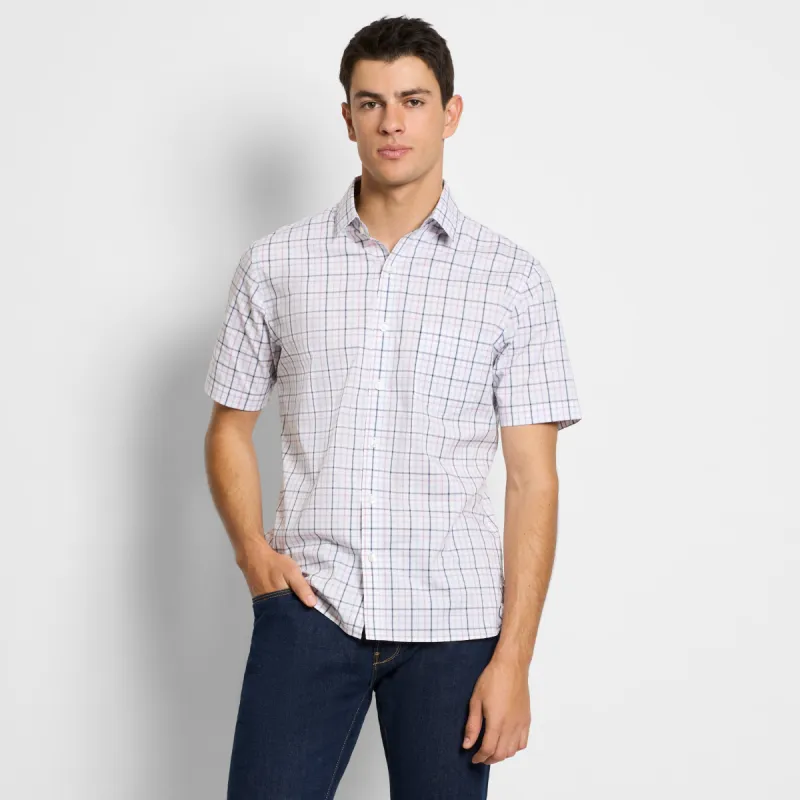 Folsen Short Sleeve Stain Shield Tattersall - Slim Fit sold by Van Heusen