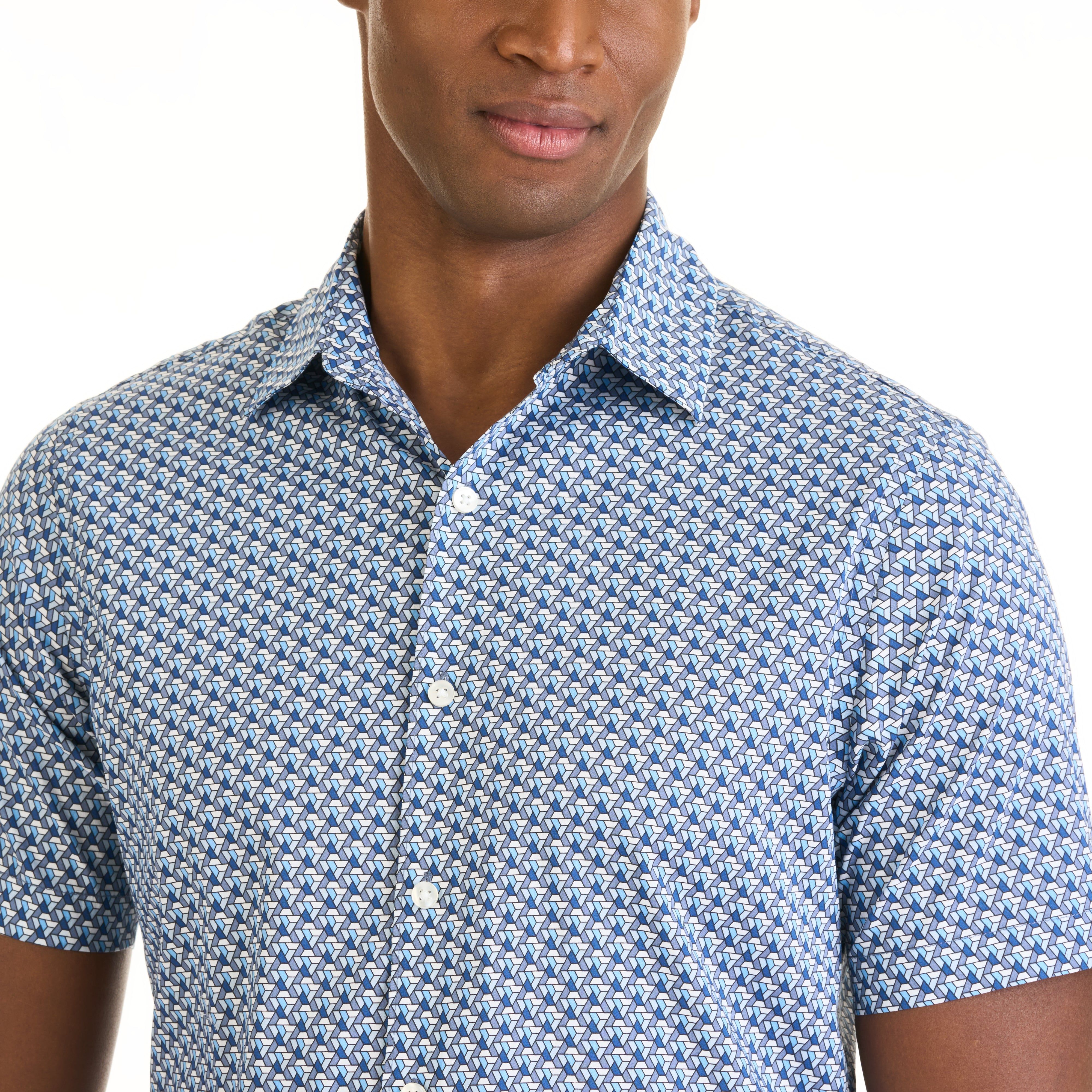 Performance Tile Woven Print Short Sleeve Shirt - Slim Fit sold by Van Heusen product image thumbnail 3