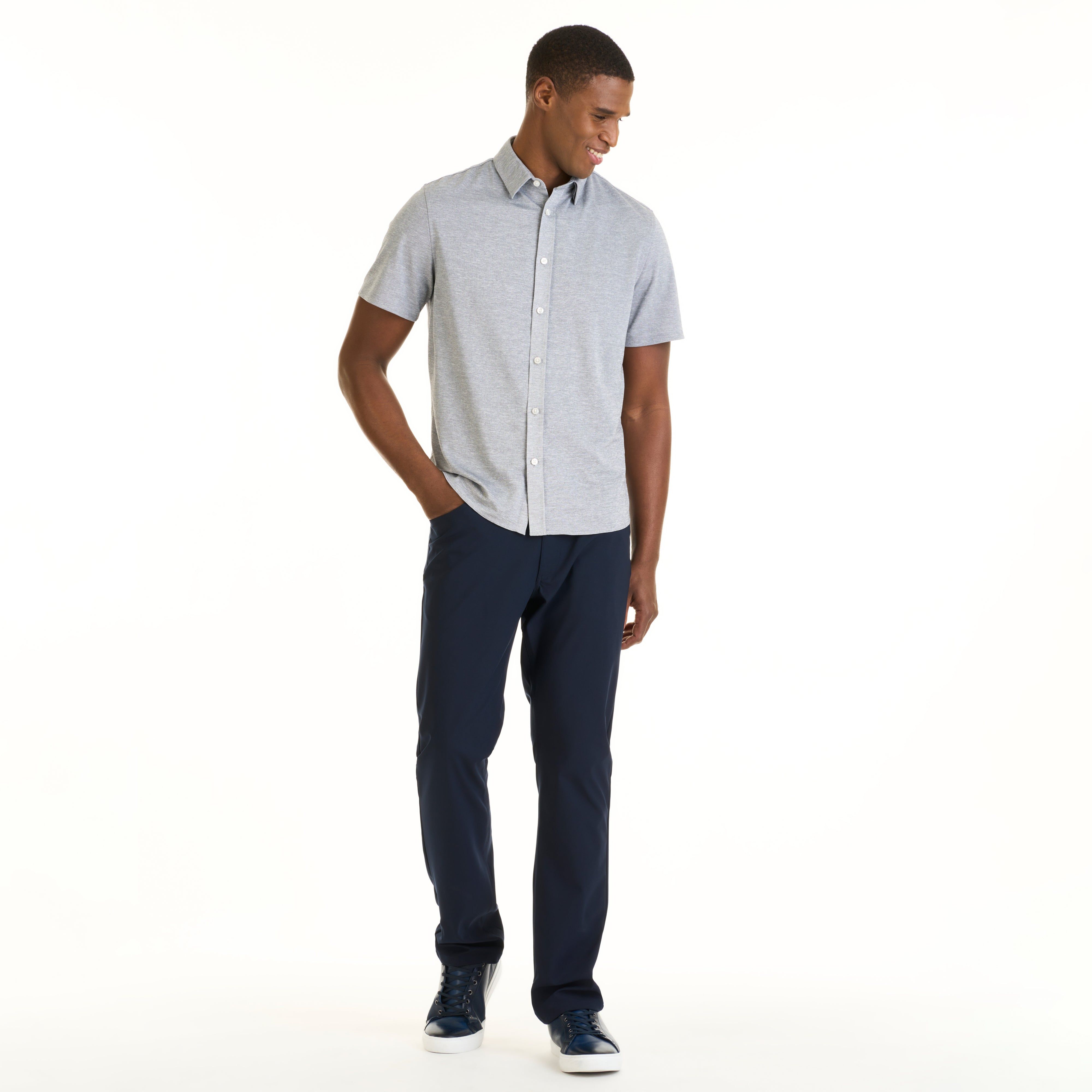 Performance Knit Short Sleeve Shirt Solid Button Down - Slim Fit sold by Van Heusen product image thumbnail 2