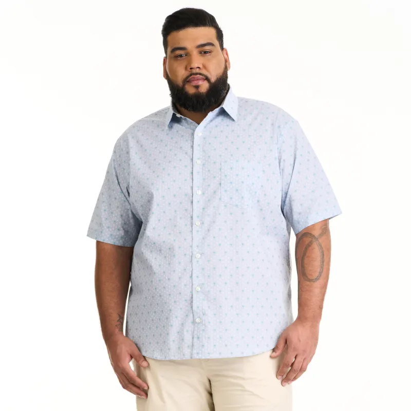 Essential Stain Shield Palm Print Short Sleeve Shirt - Big & Tall made by Van Heusen