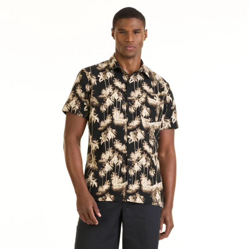 Weekend Midnight Palm Print Woven Short Sleeve Camp Shirt - Regular Fit sold by Van Heusen