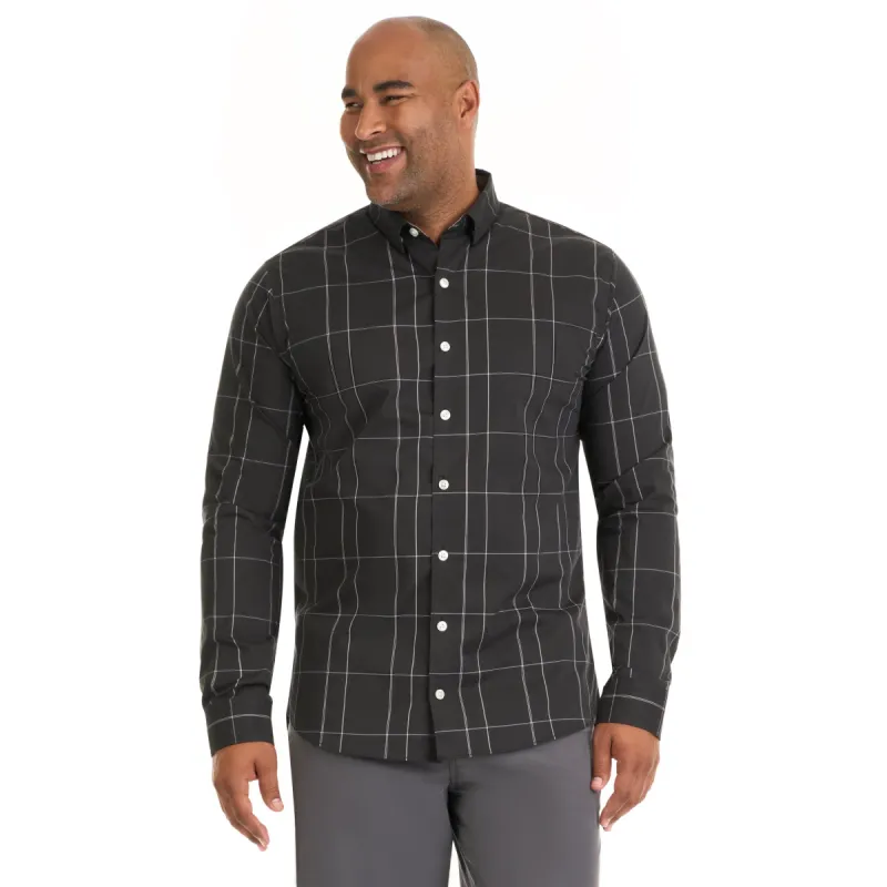 Essential Stain Shield Minimal Plaid Long Sleeve Button Top – Big and Tall sold by Van Heusen