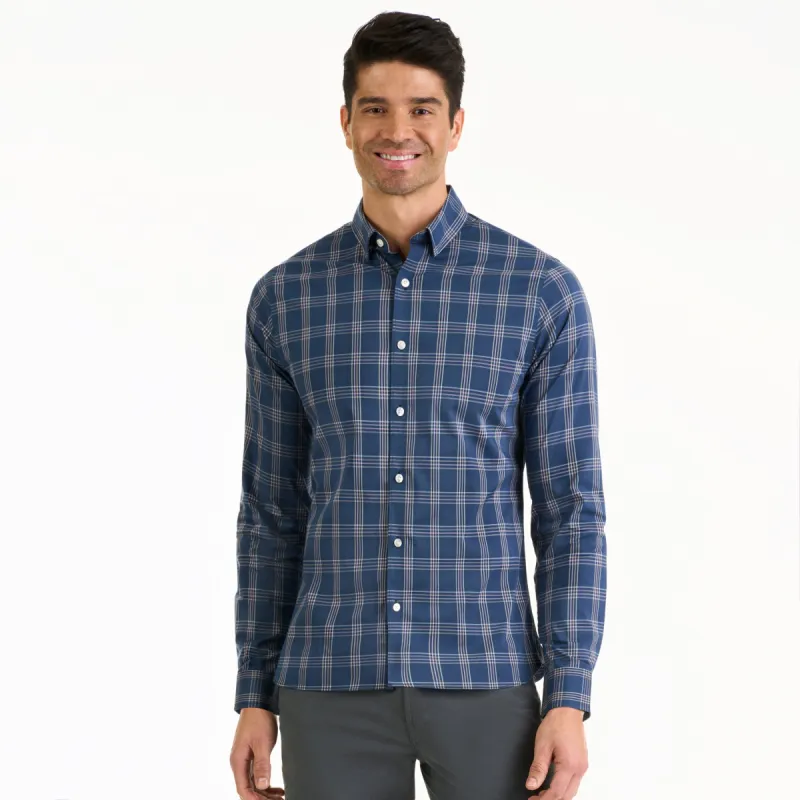 Essential Stain Shield Long Sleeve Shirt Wovens Open Grid  Print - Slim Fit sold by Van Heusen