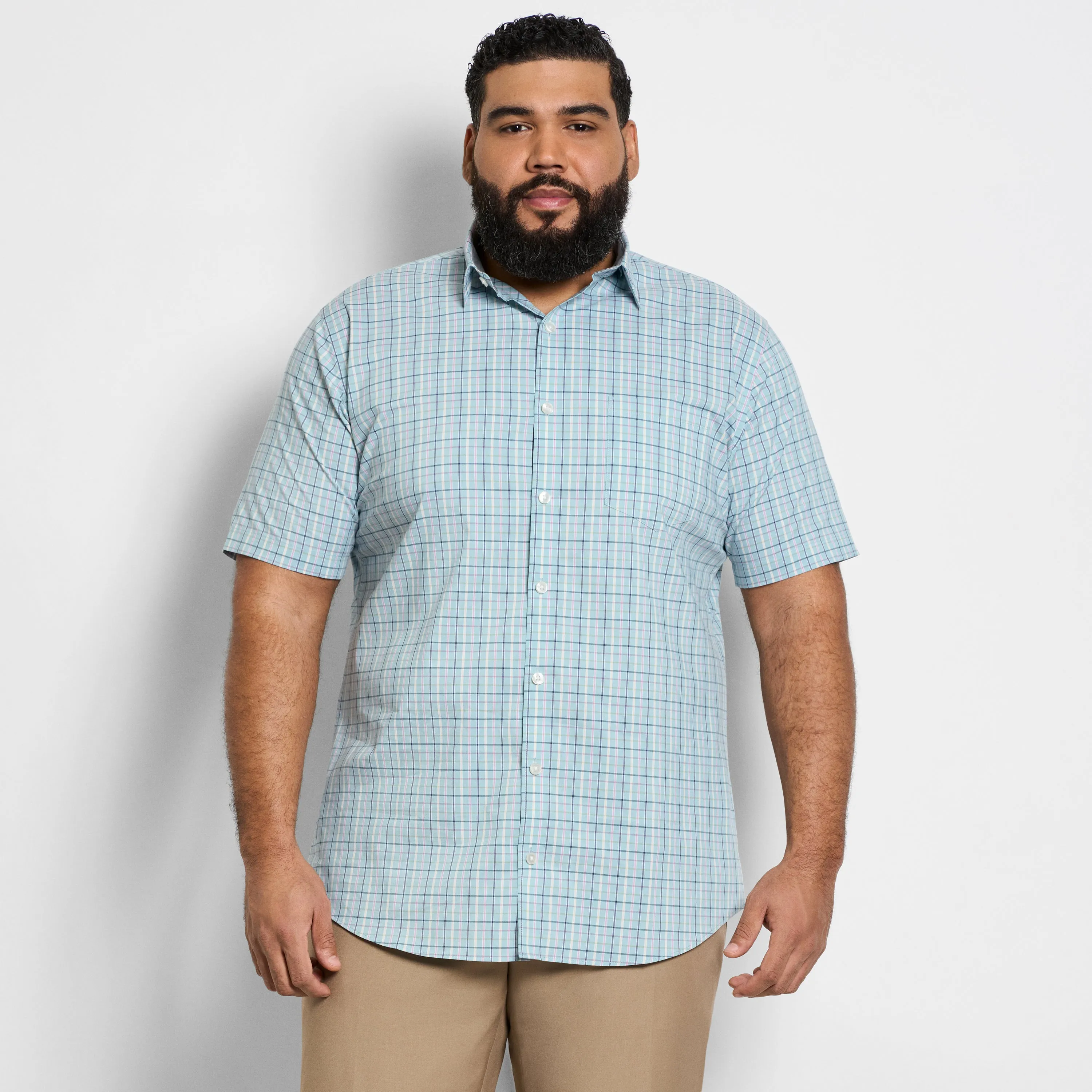 Folsen Short Sleeve Stain Shield Tonal Tattersall - Big & Tall sold by Van Heusen