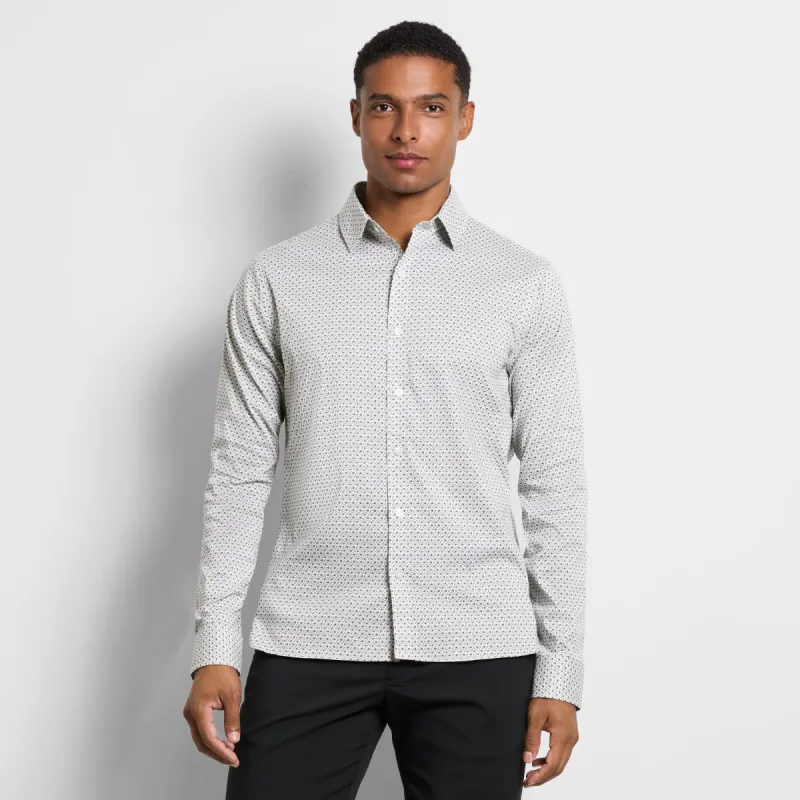 Performance Woven Long Sleeve Button Up Top Mini Print – Slim Fit sold by Van Heusen