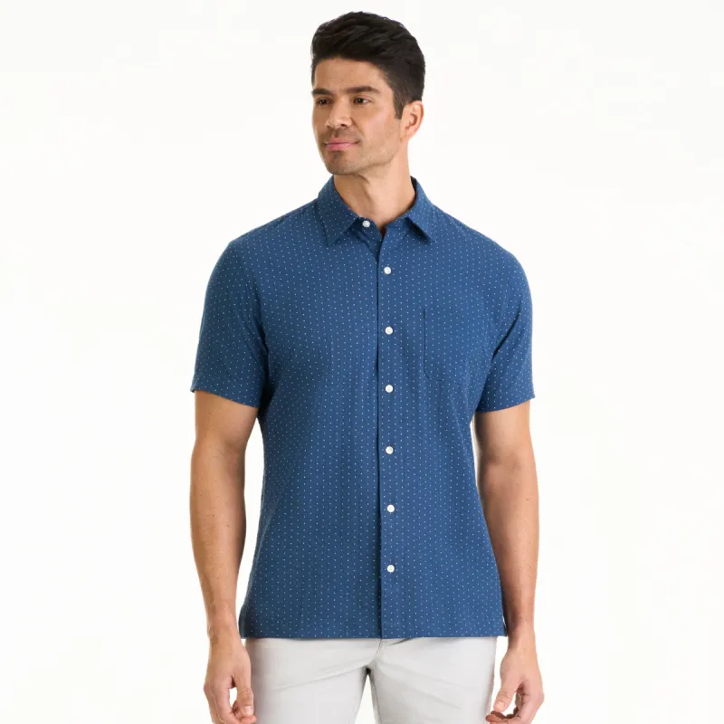 Weekend Seersucker Print Short Sleeve Camp Shirt – Regular Fit sold by Van Heusen