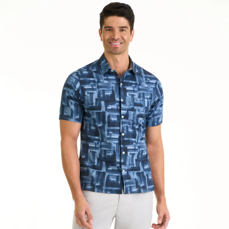 Essential Stain Shield Short Sleeve Wovens Denim Print - Slim Fit sold by Van Heusen