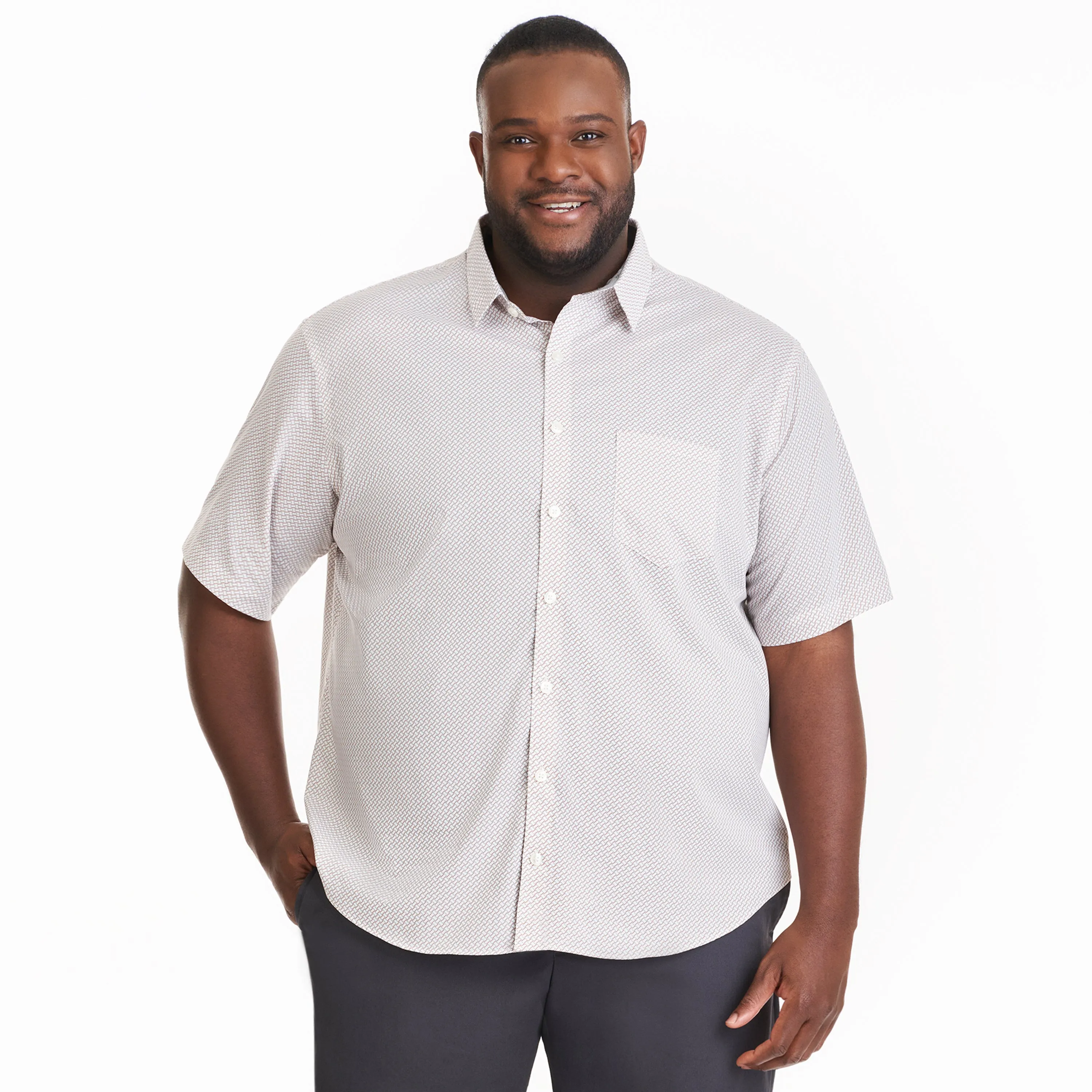 Essential Stain Shield Woven All Over Print Short Sleeve Shirt - Big & Tall sold by Van Heusen