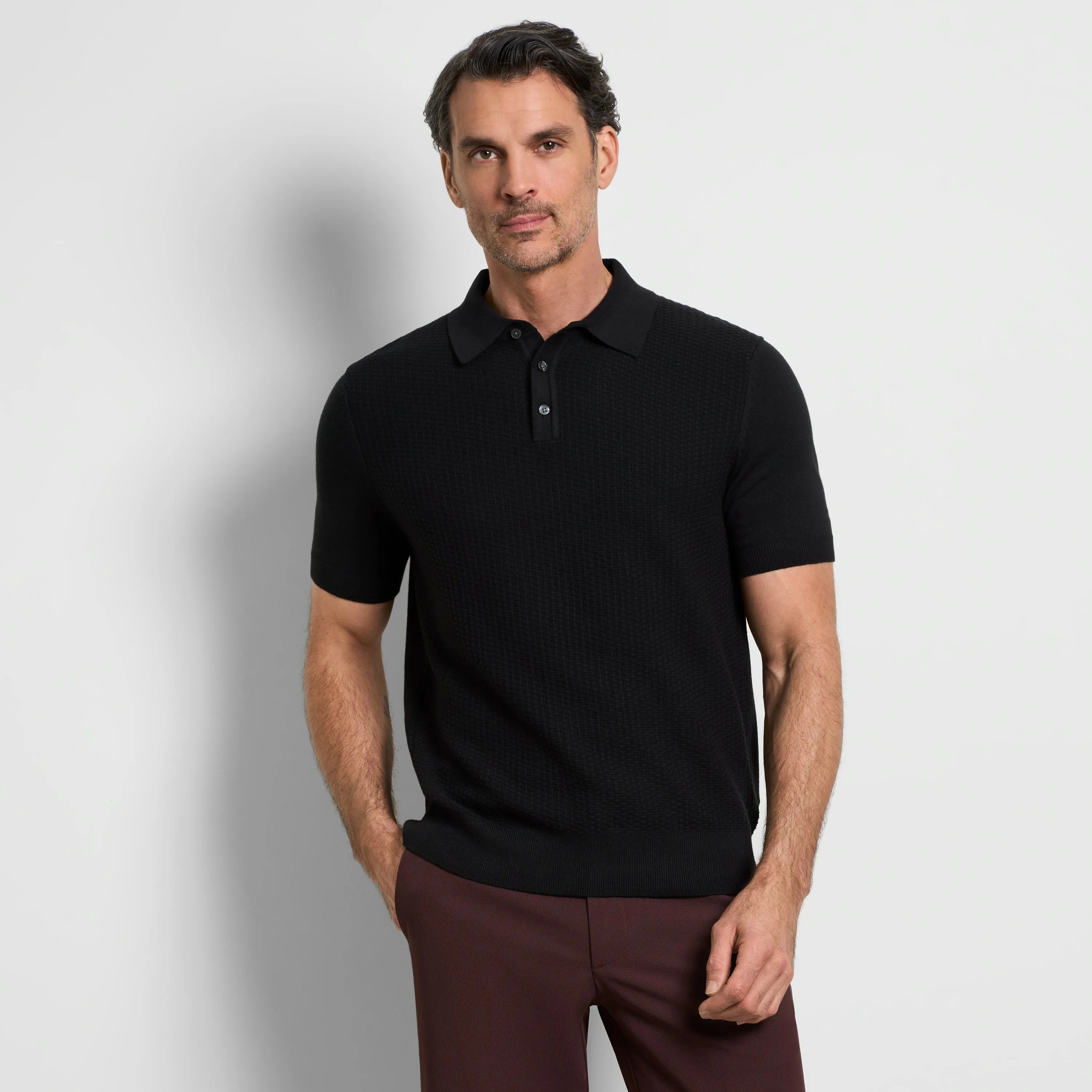 Essential Pearce Texture Sweater Knit Polo sold by Van Heusen