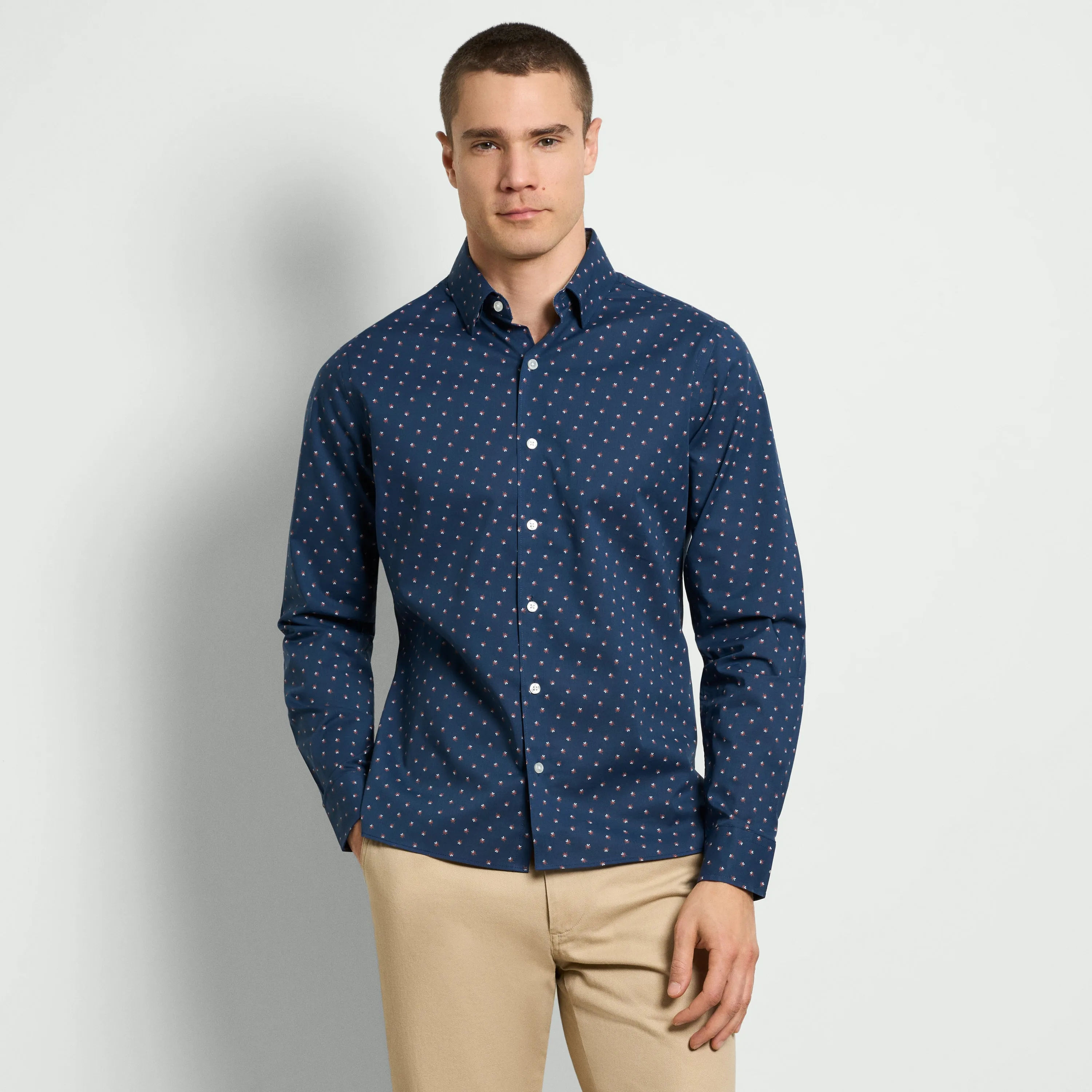 Cronbie Long Sleeve Stain Shield Shamrock Print - Slim Fit sold by Van Heusen