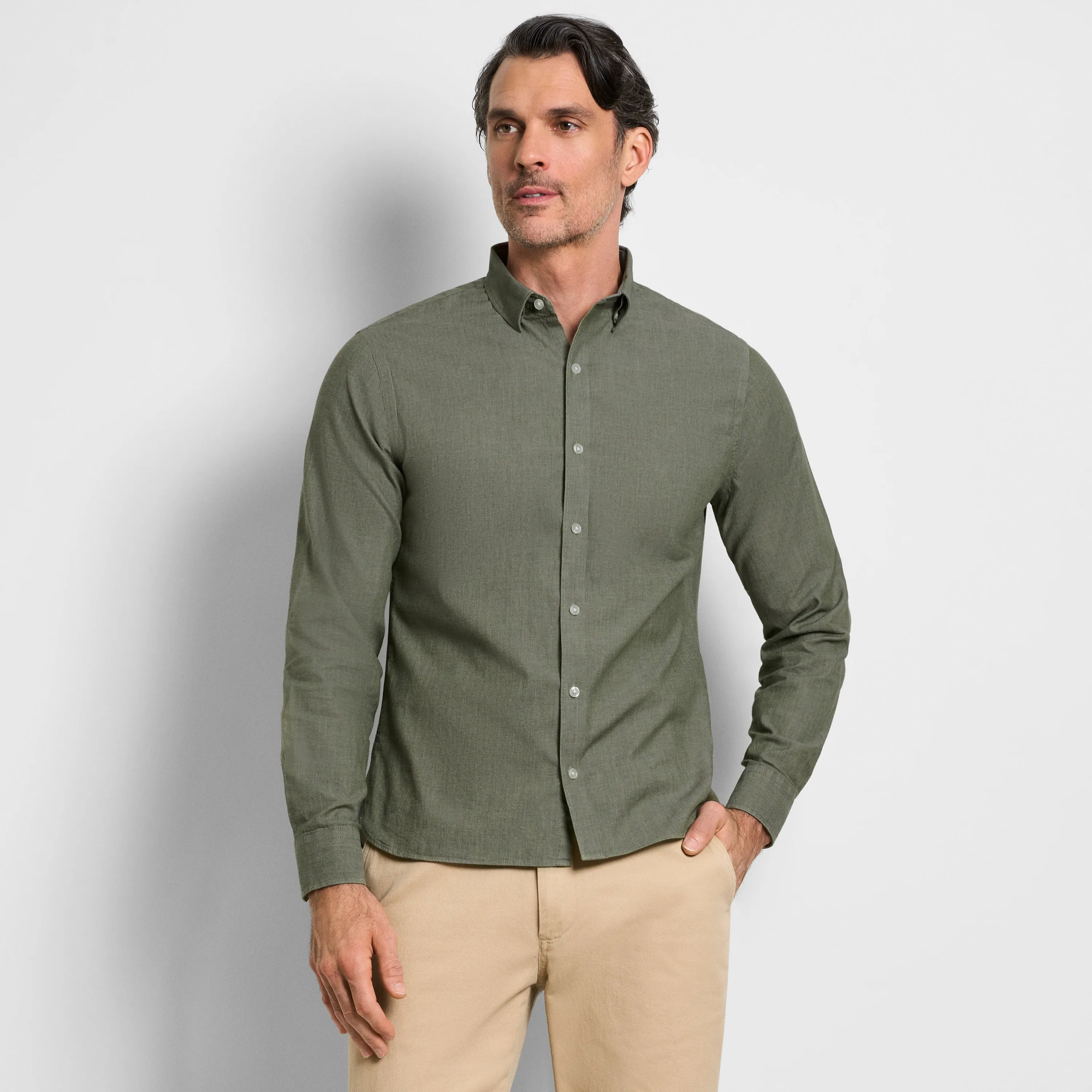 Cronbie Long Sleeve Indigo Shirt Solid - Slim Fit sold by Van Heusen