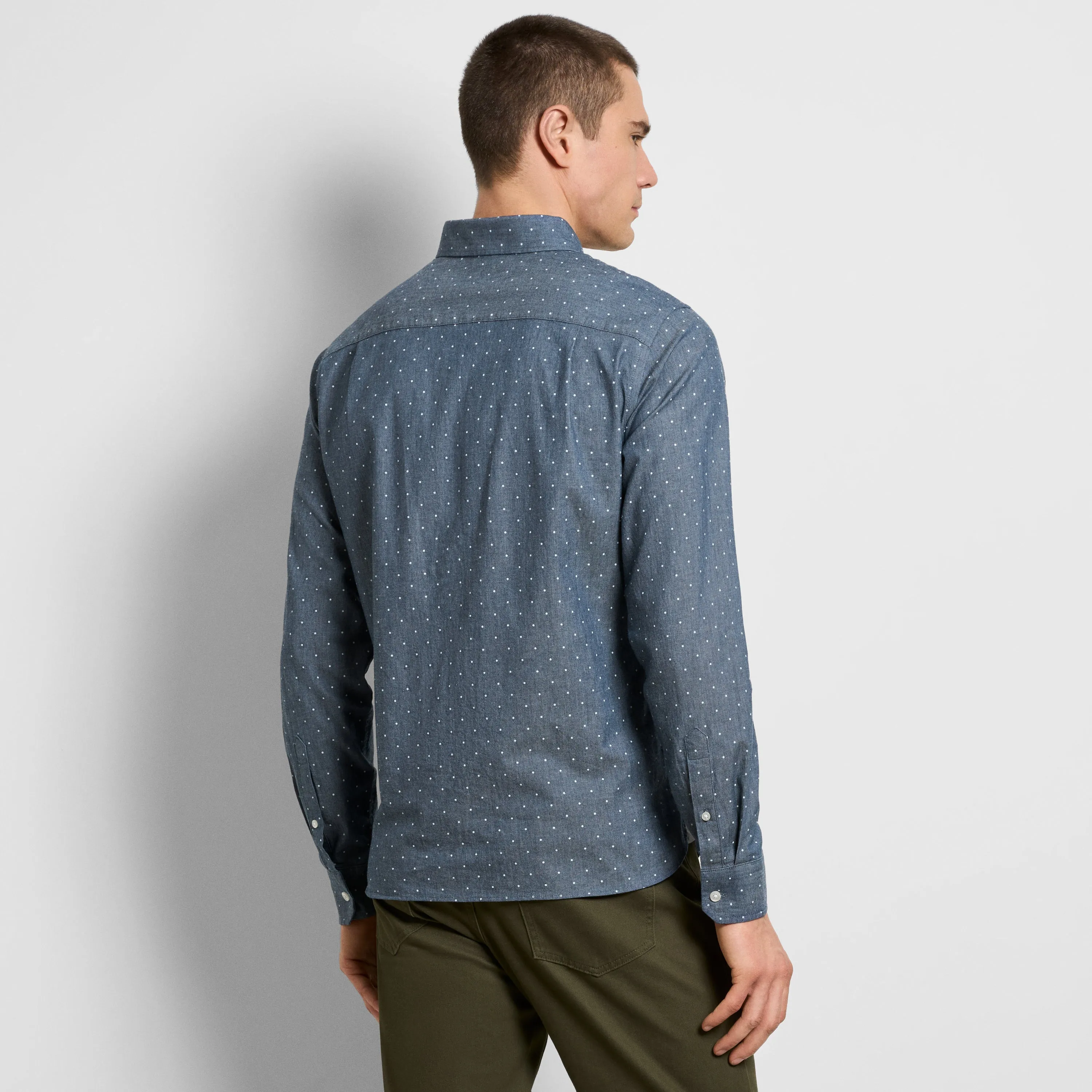 Cronbie Long Sleeve Indigo Shirt Denim Dot Print - Slim Fit sold by Van Heusen product image thumbnail 5