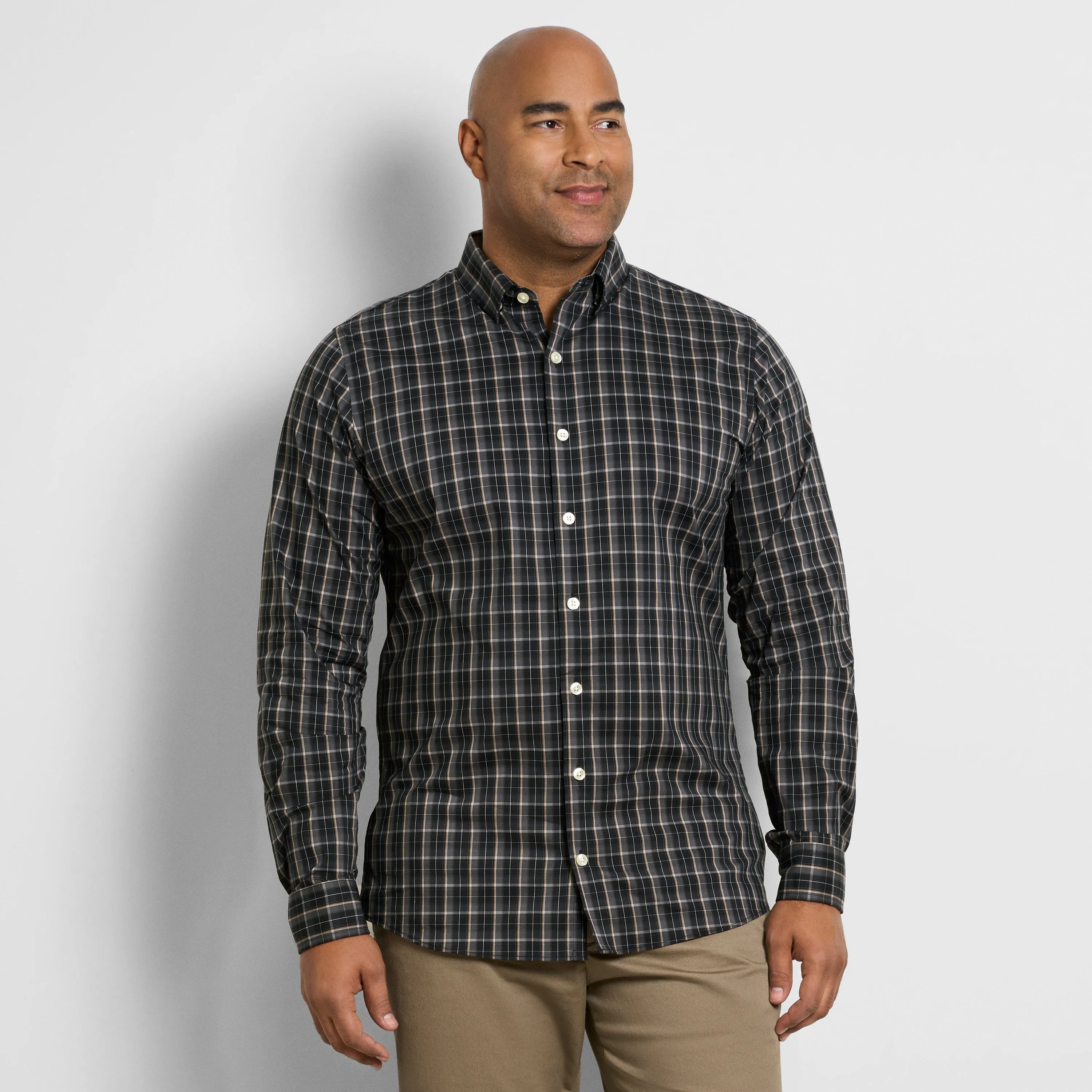 Cronbie Long Sleeve Stain Shield Shirt Updated Plaid - Big & Tall sold by Van Heusen