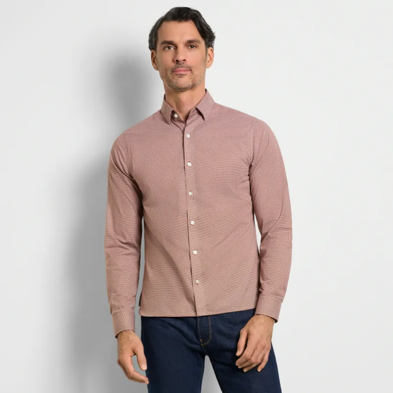 Cronbie Long Sleeve Stain Shield Mini Print - Slim Fit sold by Van Heusen