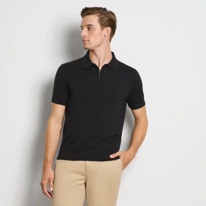 Temp Control Short Sleeve Sweater Knit Zip Polo sold by Van Heusen