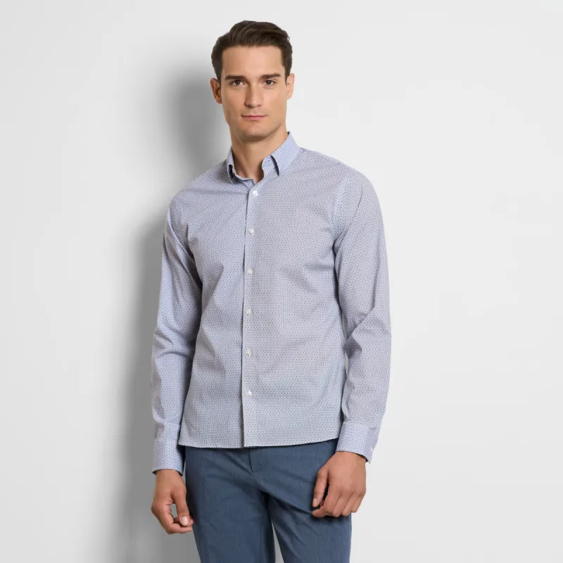 Cronbie Long Sleeve Slim Fit Stain Shield Tiny Geo Print Shirt sold by Van Heusen