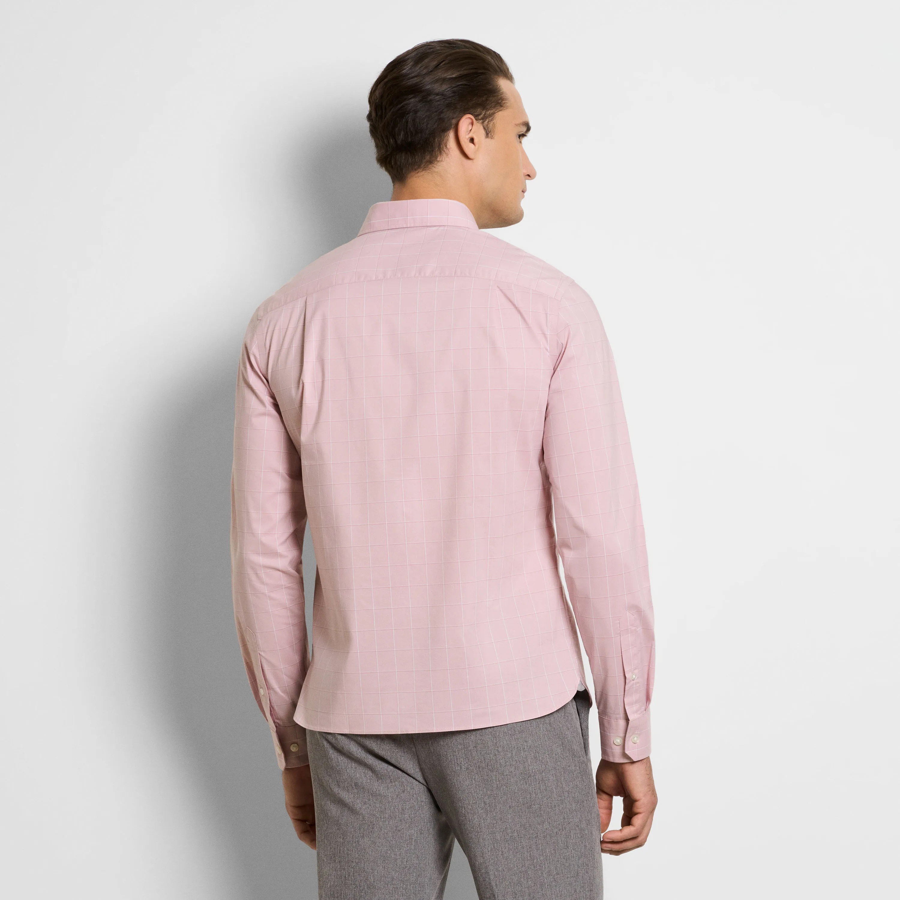 Cronbie Long Sleeve Slim Fit Stain Shield Grid Pattern Shirt sold by Van Heusen product image thumbnail 5