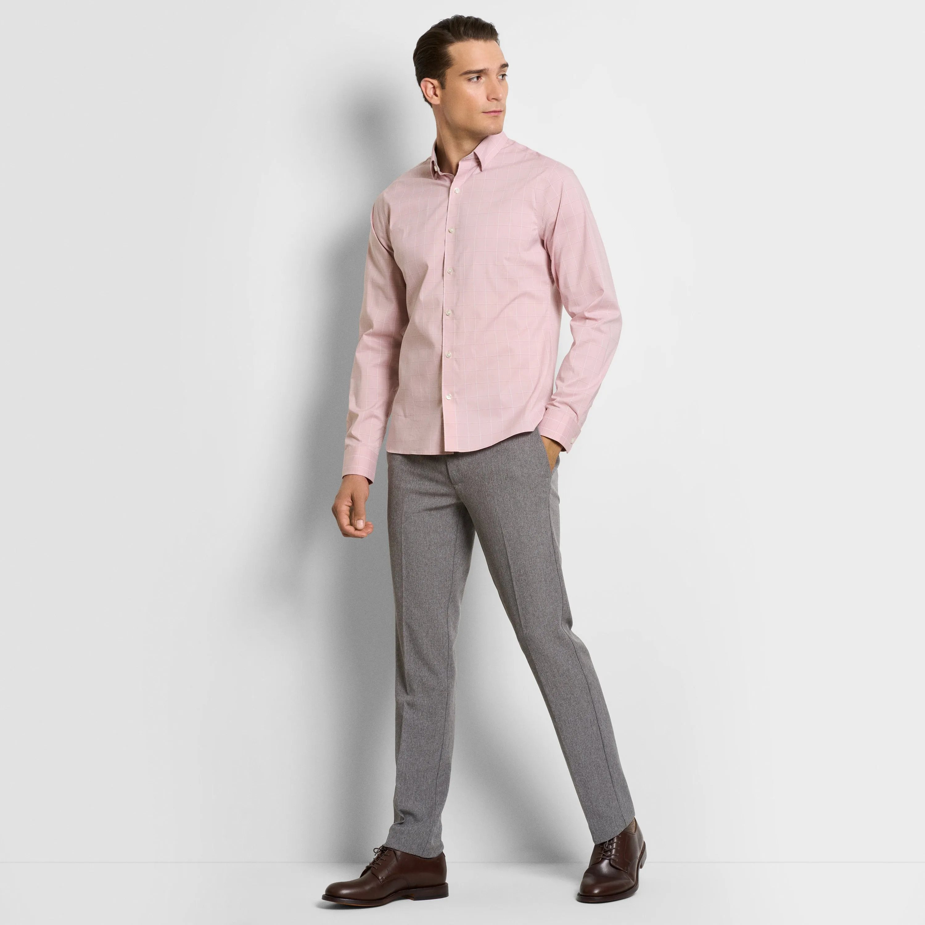 Cronbie Long Sleeve Slim Fit Stain Shield Grid Pattern Shirt sold by Van Heusen product image thumbnail 2