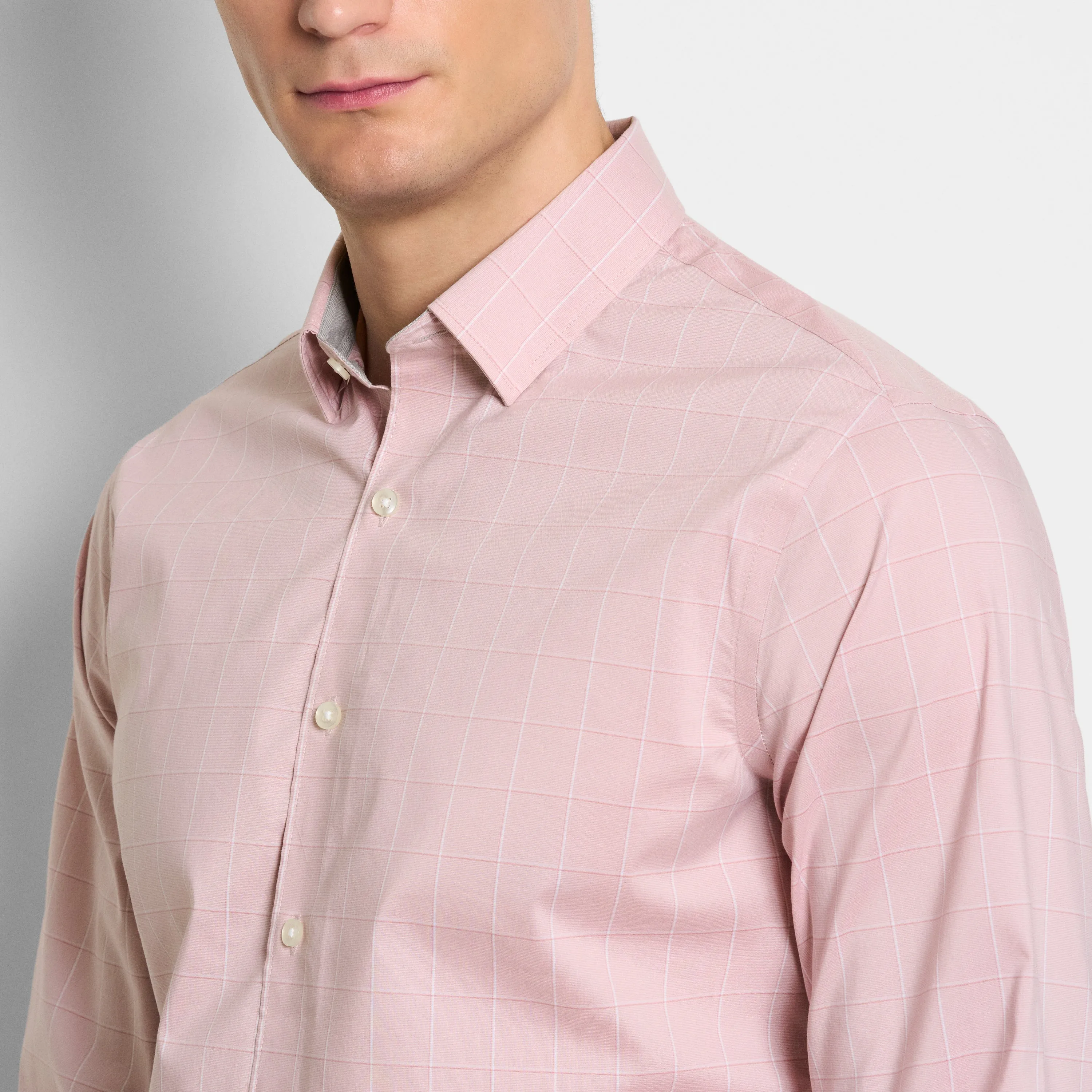 Cronbie Long Sleeve Slim Fit Stain Shield Grid Pattern Shirt sold by Van Heusen product image thumbnail 3