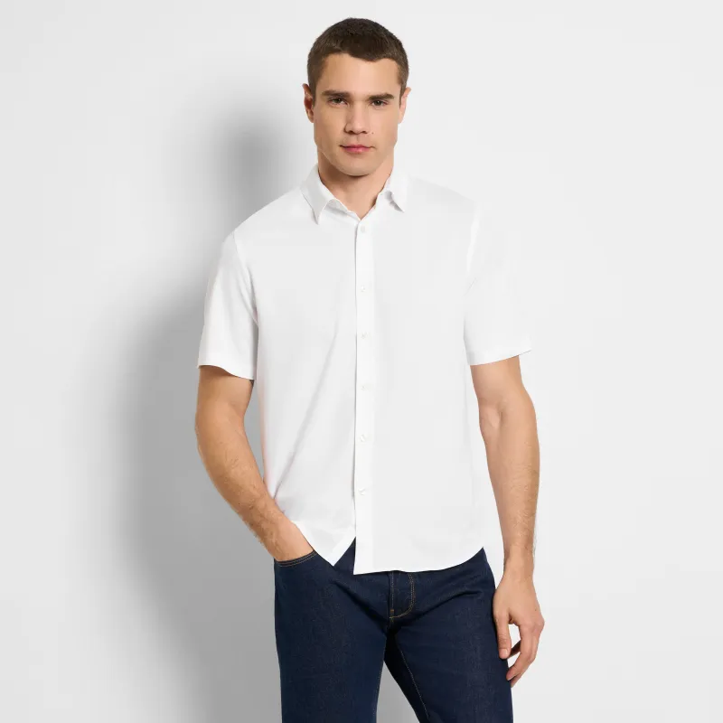 Performance Knit Solid Short Sleeve Button Up Shirt - Slim Fit sold by Van Heusen