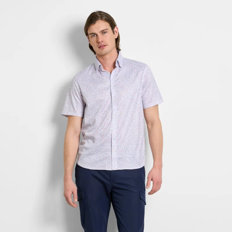 Performance Knit Button Up Flower Print Shirt - Slim Fit sold by Van Heusen