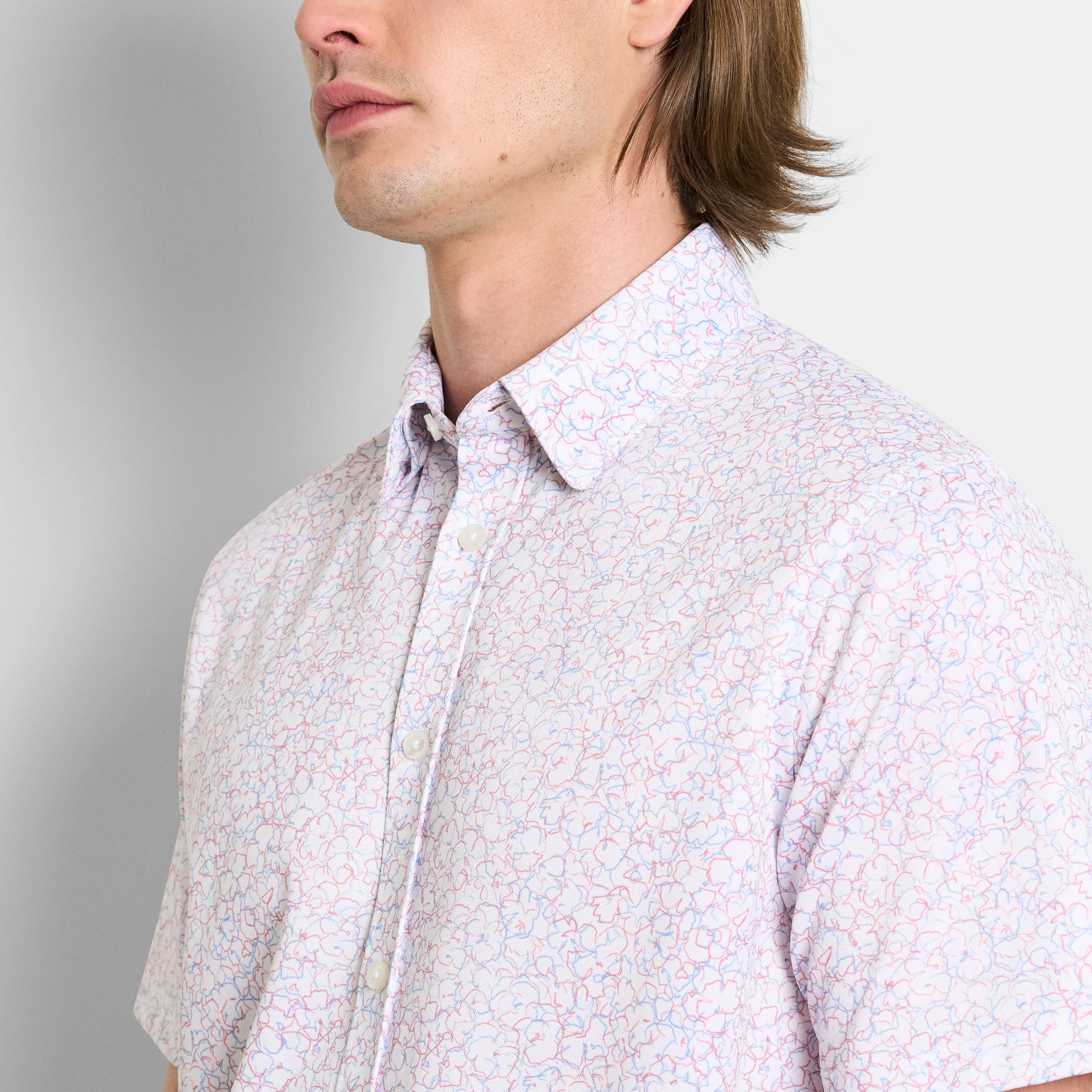 Performance Knit Button Up Flower Print Shirt - Slim Fit sold by Van Heusen product image thumbnail 2